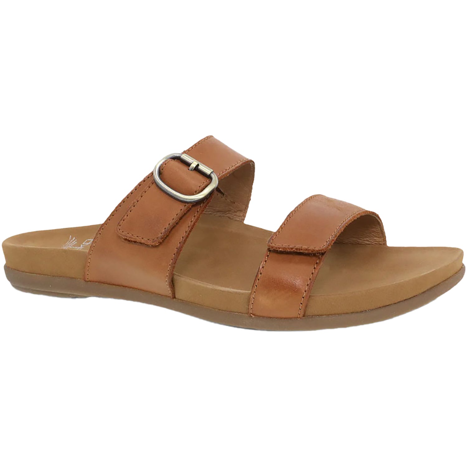 Womens Dansko Dansko Justine Women's Slide Sandals Luggage Calf Leather Luggage Calf Leather
