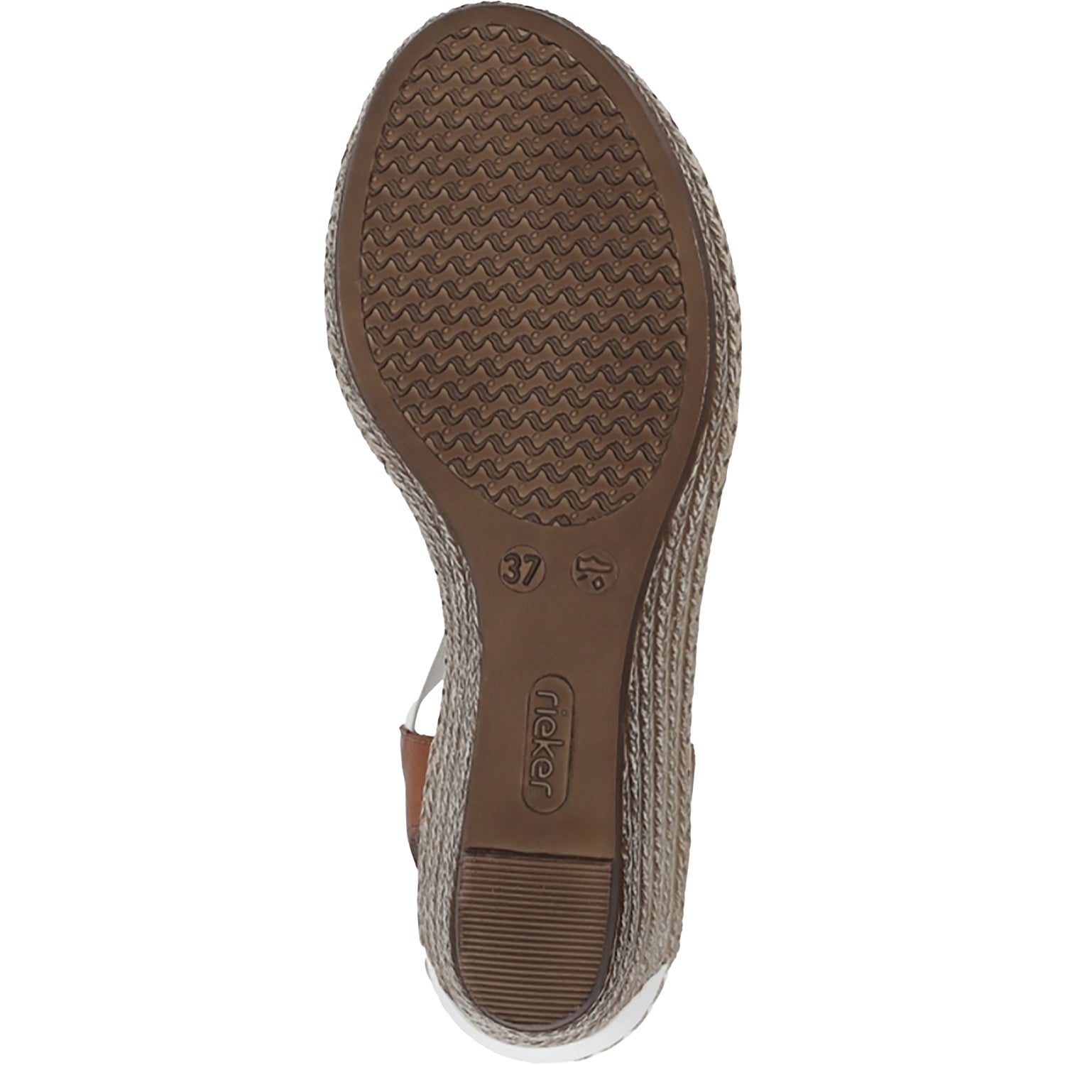 Womens Rieker Rieker 624H6-81 Fanni Women's Wedge Sandals Weiss/Cayenne Alabama/Eagle Synthetic Weiss/Cayenne Alabama/Eagle Synthetic