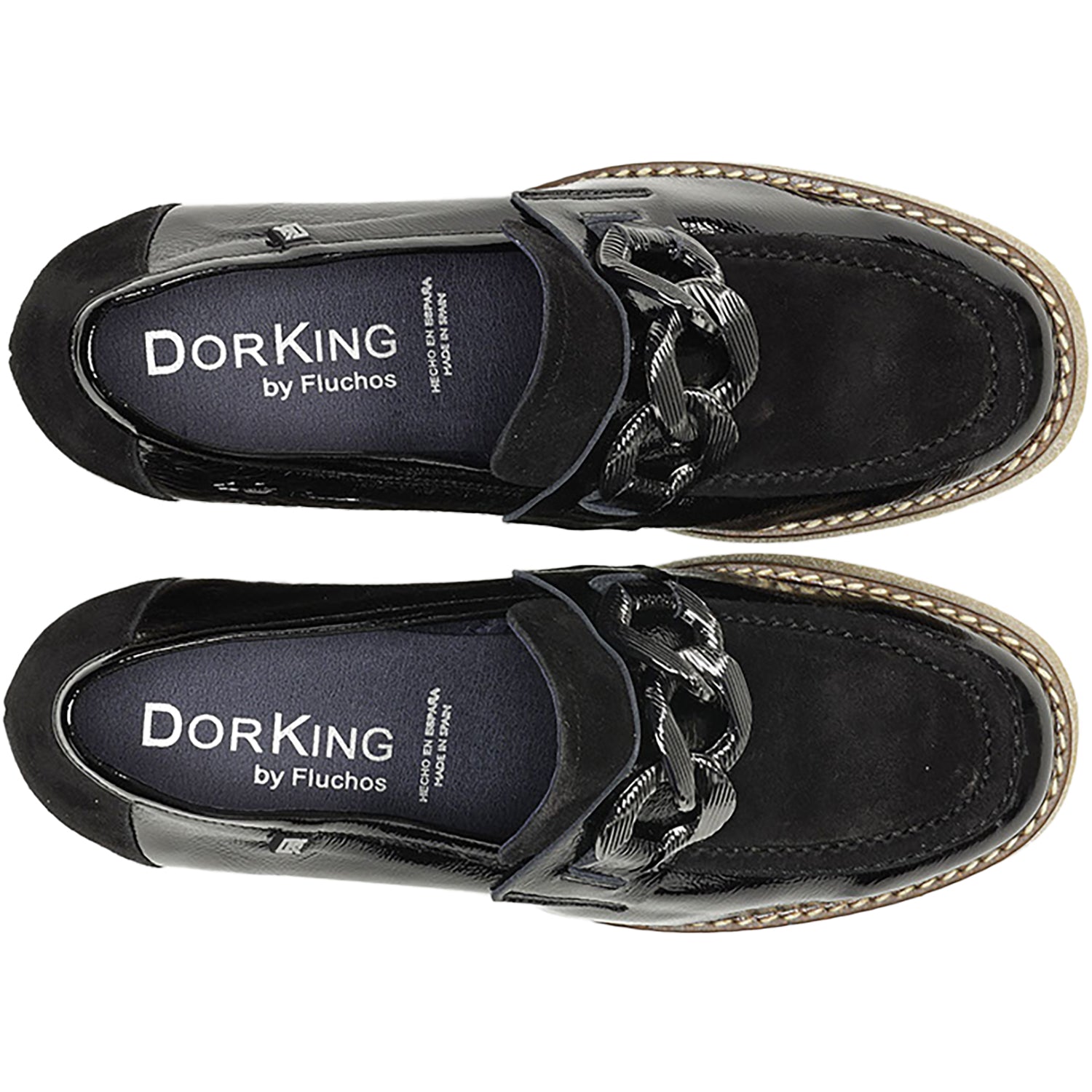 Womens Dorking Women's Dorking Oprah D9193 Black Dat/Leather Combo Black Dat/Leather Combo