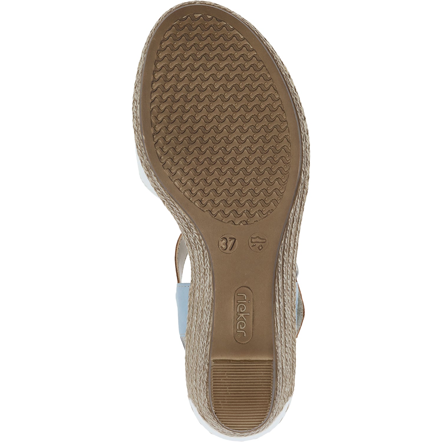 Womens Rieker Rieker 62460-80 Fanni 80 Women's Wedge Sandals Weiss/Cayenne/Ciel Synthetic Weiss/Cayenne/Ciel Synthetic