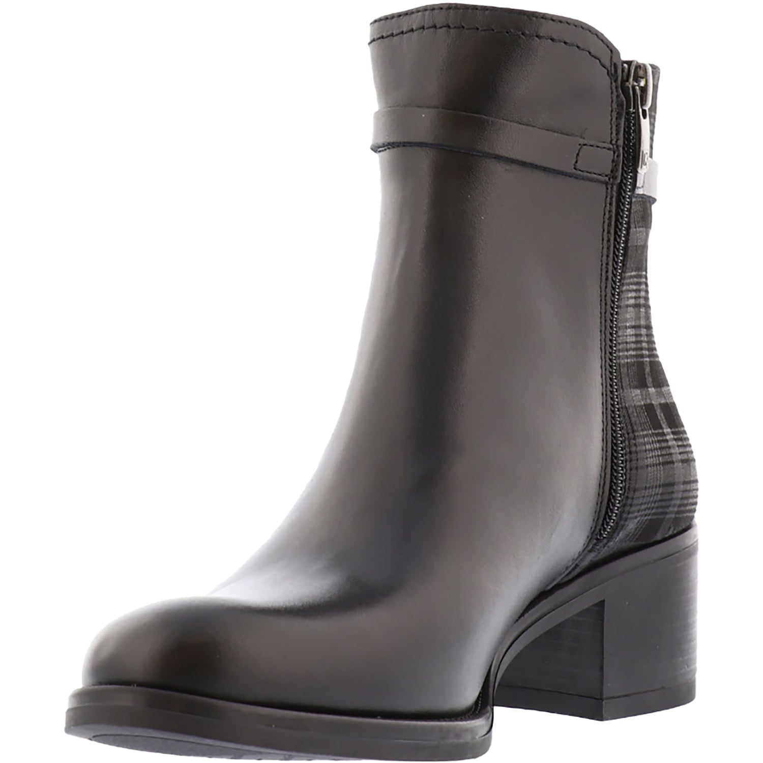 Womens Dorking Women's Dorking Chiara D9133-101792 Black Leather/Plaid Black Leather/Plaid