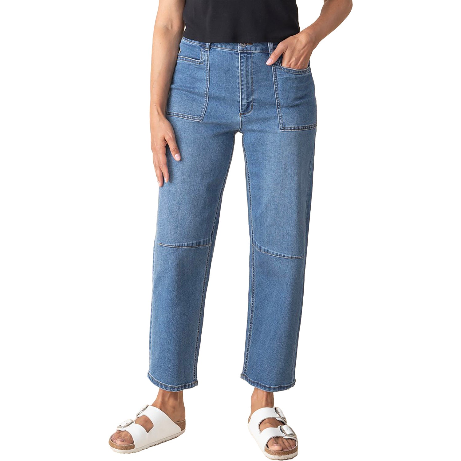 Womens Habitat Habitat Stretch Denim Barrel Leg Women's Pants Medium Denim Medium Denim