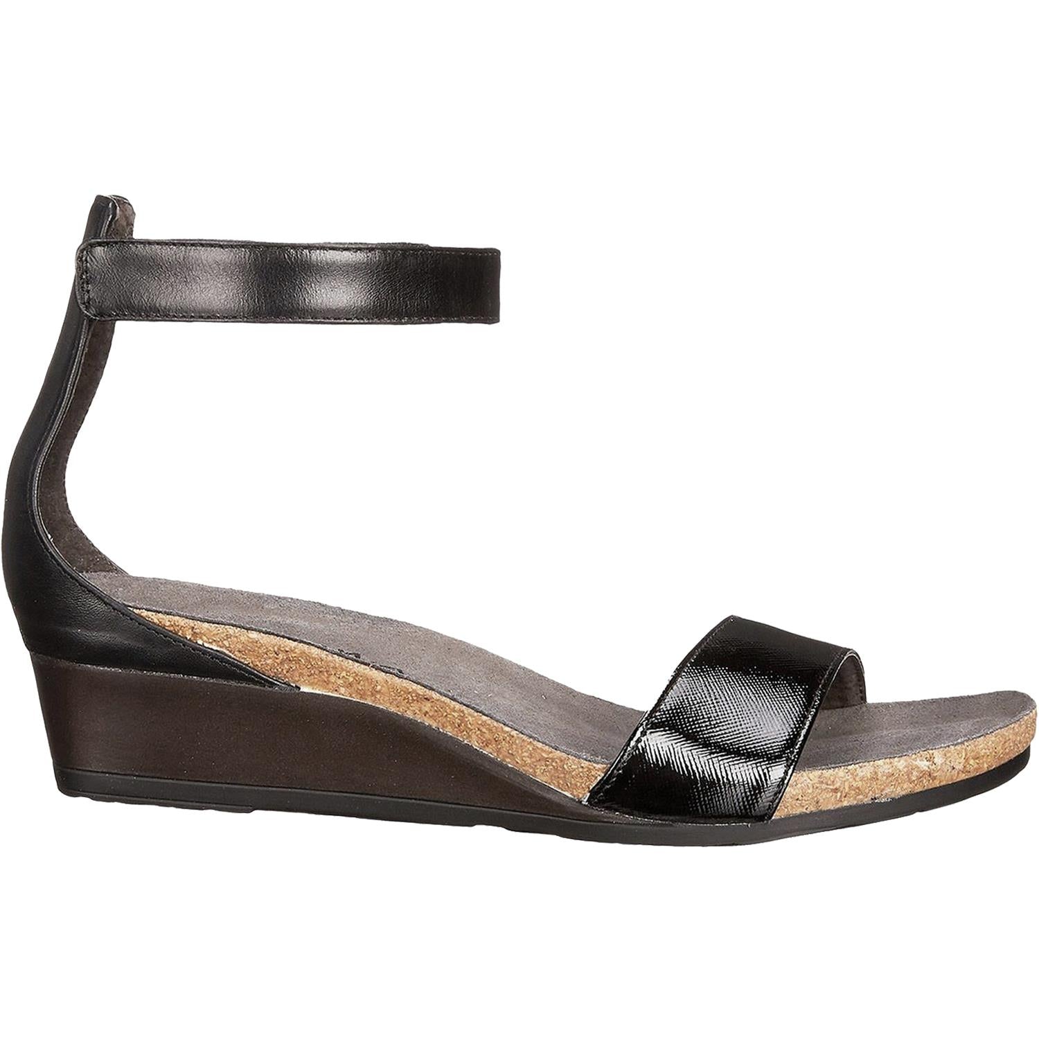 Womens Naot Naot Pixie Women's Ankle Strap Sandals Black Luster/Black Raven Leather Black Luster/Black Raven Leather