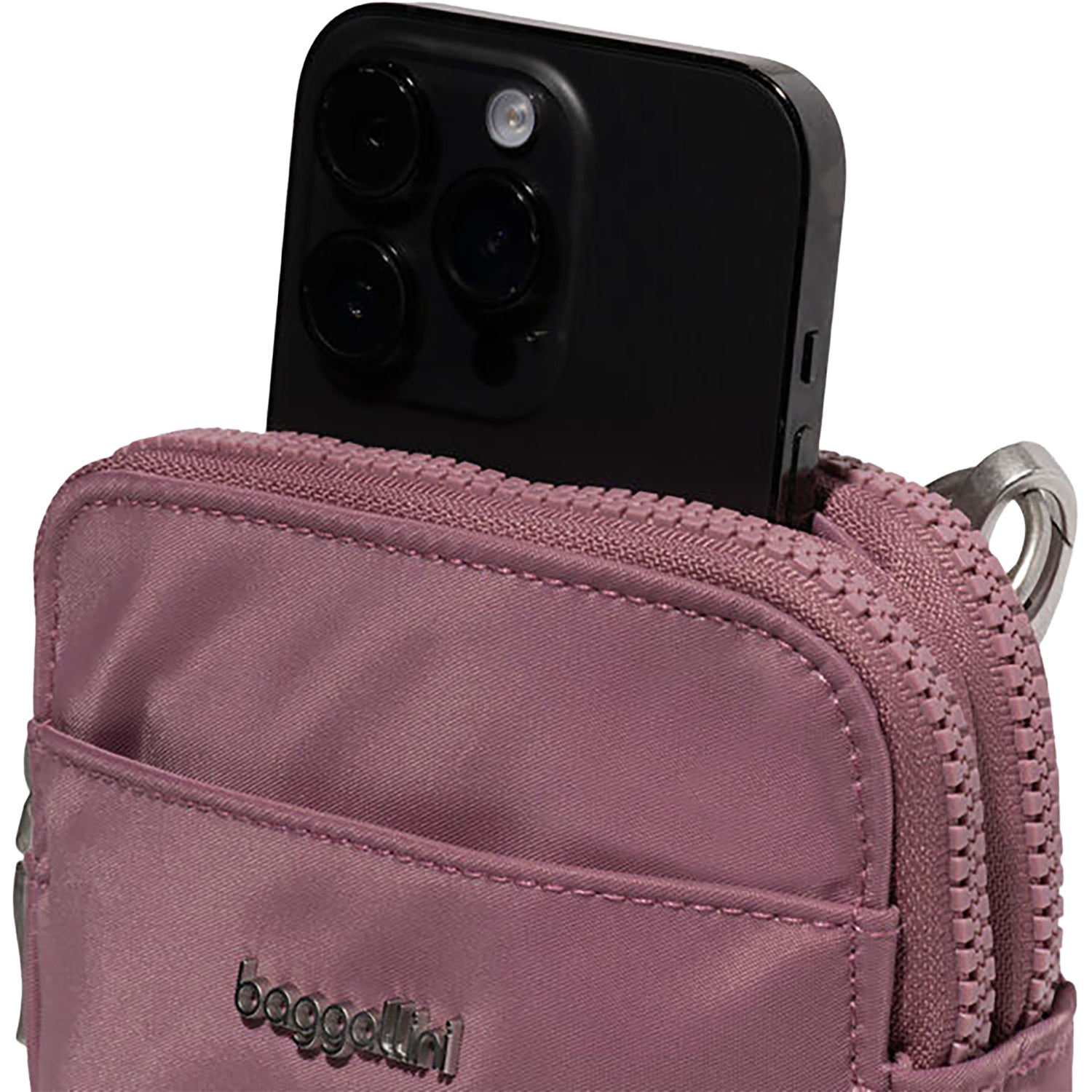 Womens Baggallini Baggallini Modern Take Two RFID Crossbody Mauve Twill Nylon Mauve Twill Nylon