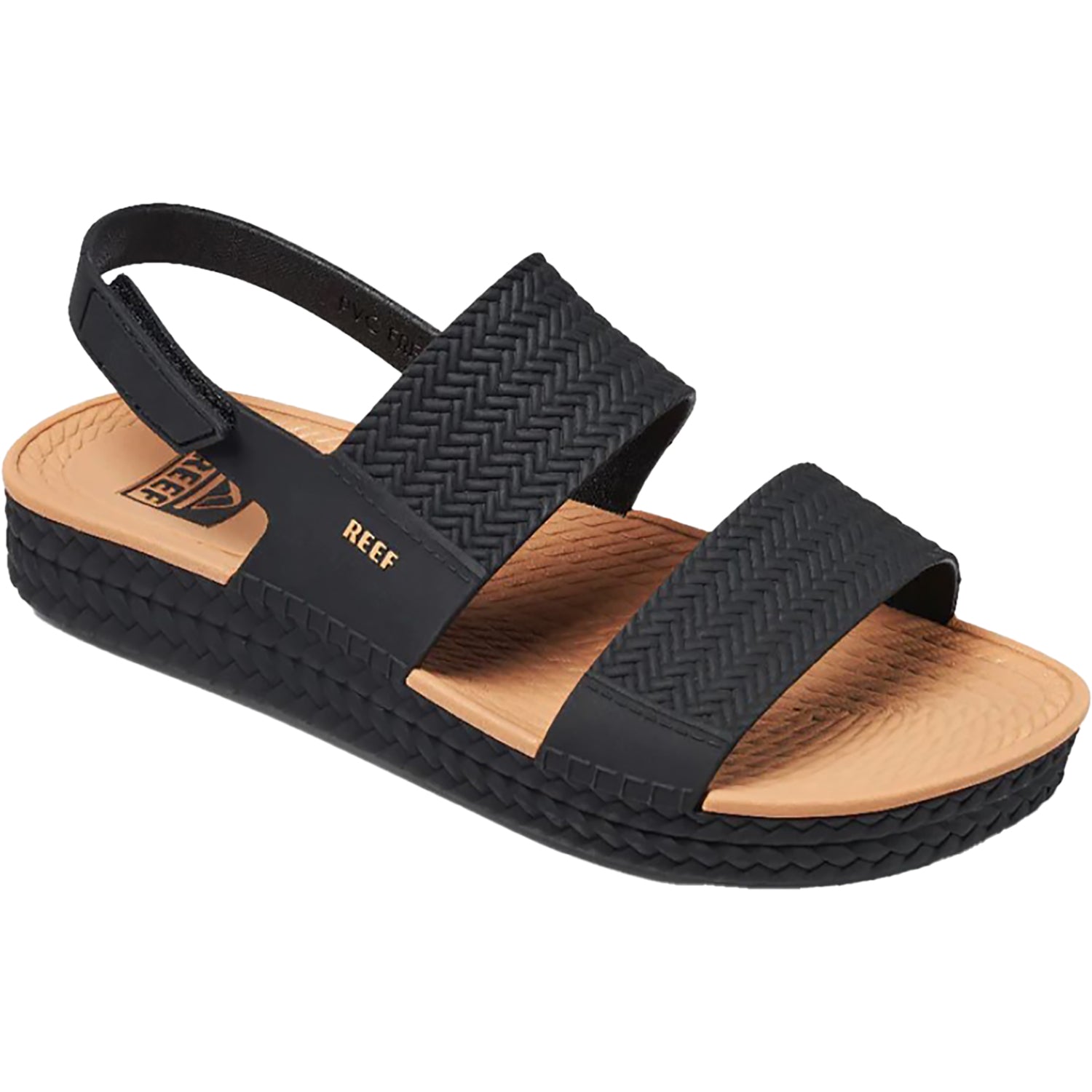 Womens Reef Reef Water Vista Women's Ankle Strap Sandals Black/Tan Synthetic Black/Tan Synthetic