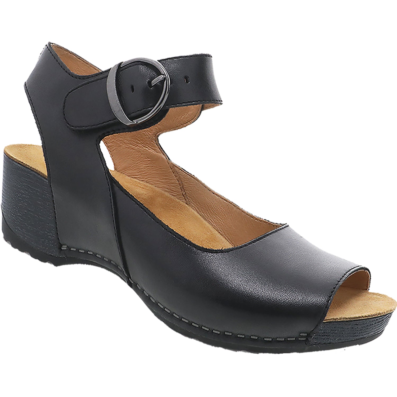 Womens Dansko Women's Dansko Tiana Black Burnished Calf Leather Black Burnished Calf Leather