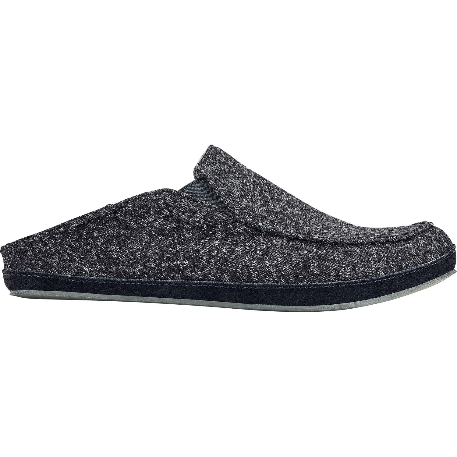 Mens Olukai OluKai Moloa Hulu Men's Slippers Black/Black Knit Fabric Black/Black Knit Fabric