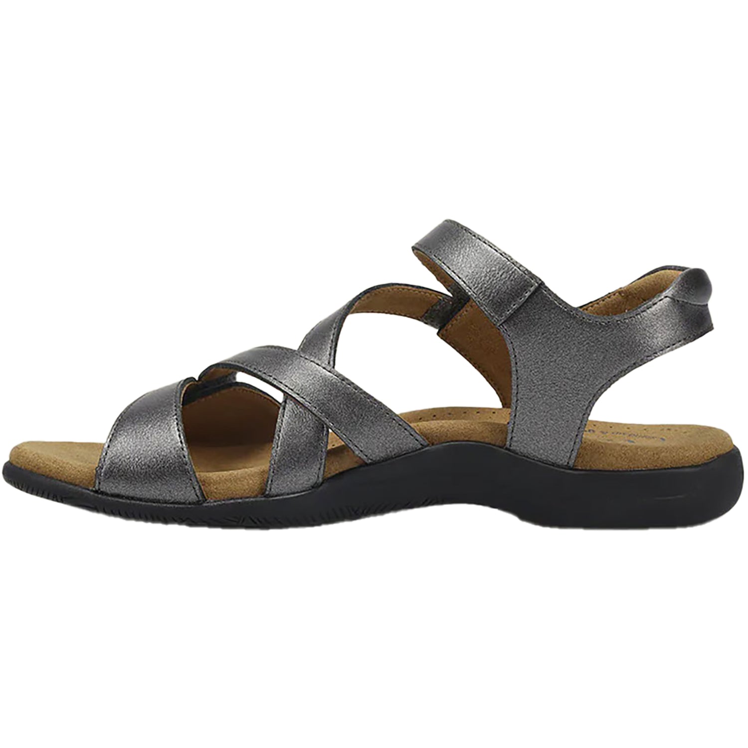 Womens Taos Taos Big Time Women's Ankle Strap Sandals Pewter Leather Pewter Leather