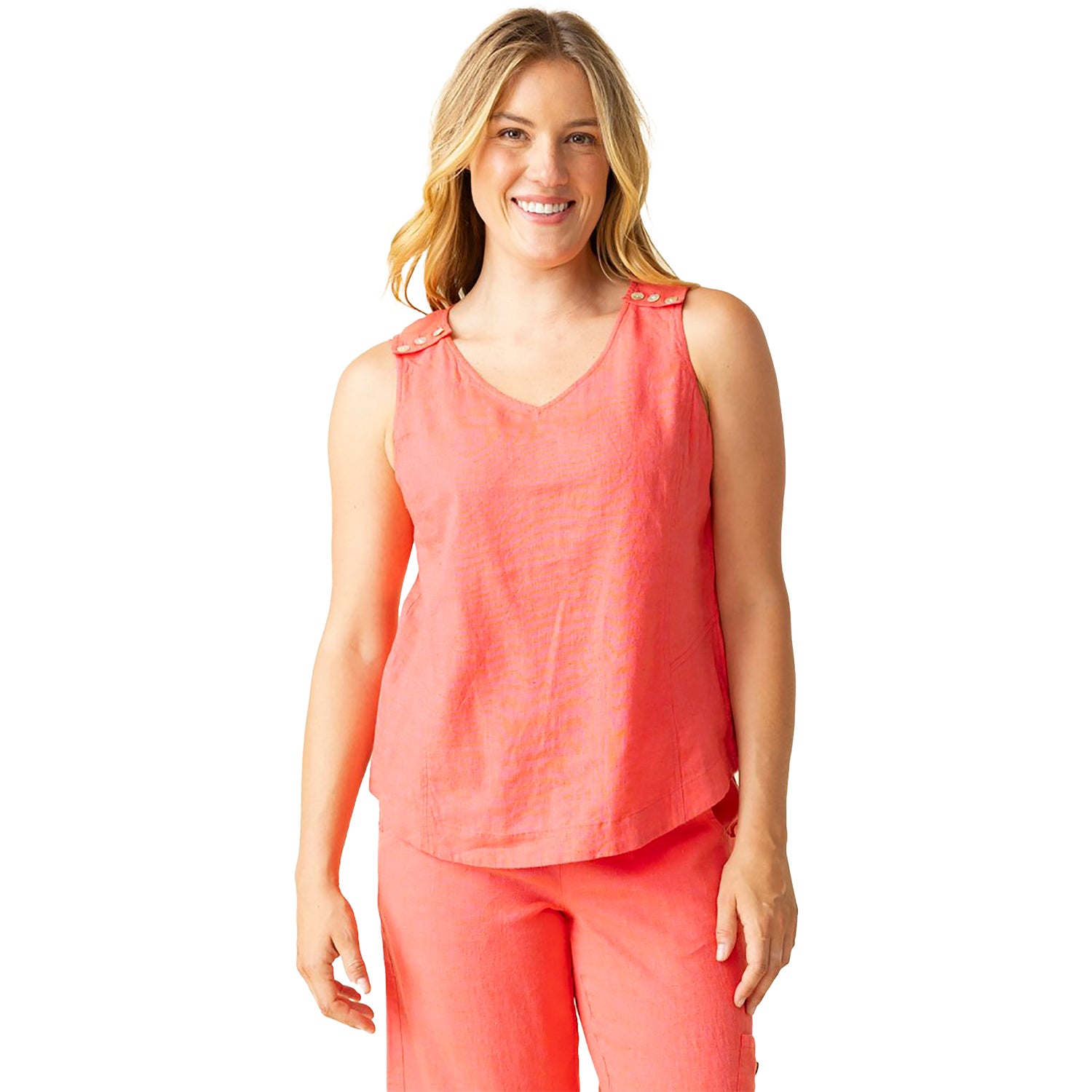 Womens Habitat Habitat Linen Solid Freshen Up Tank Women's Tank Top Papaya Papaya