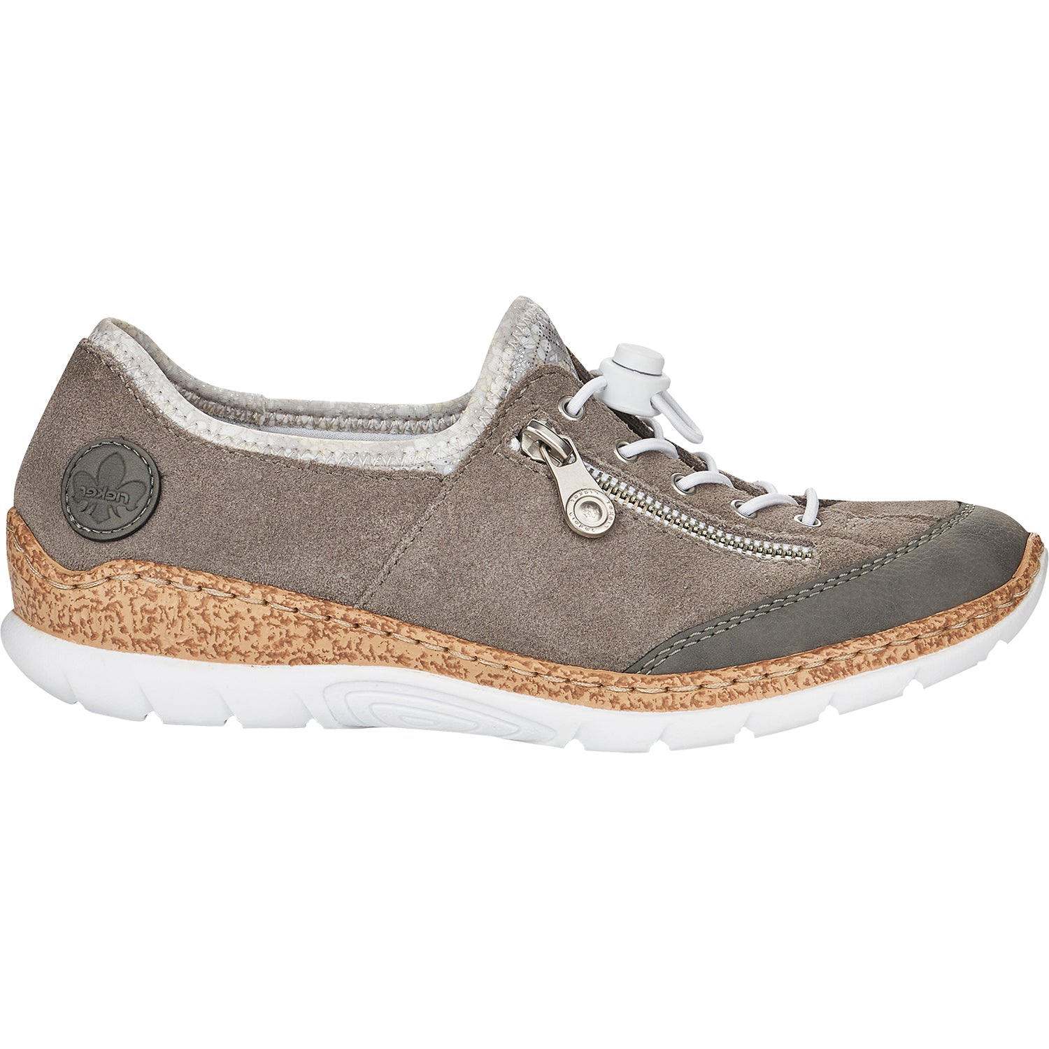 Womens Rieker Rieker N42F1-40 Nikita F1 Women's Sneakers Cement/Dust Silver Suede Cement/Dust Silver Suede