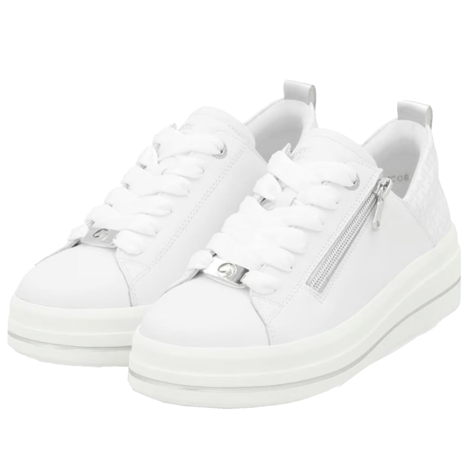 Womens Remonte D1C08-80 Remonte DC108-80 Women's Athletic Shoes White/Silver Leather White/Silver Leather