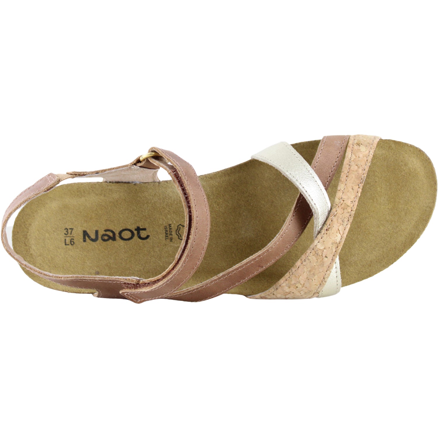 Womens Naot Naot Sophia Women's Sandals Latte Brown/Cork Lthr/Radiant Gold Leather Latte Brown/Cork Lthr/Radiant Gold Leather