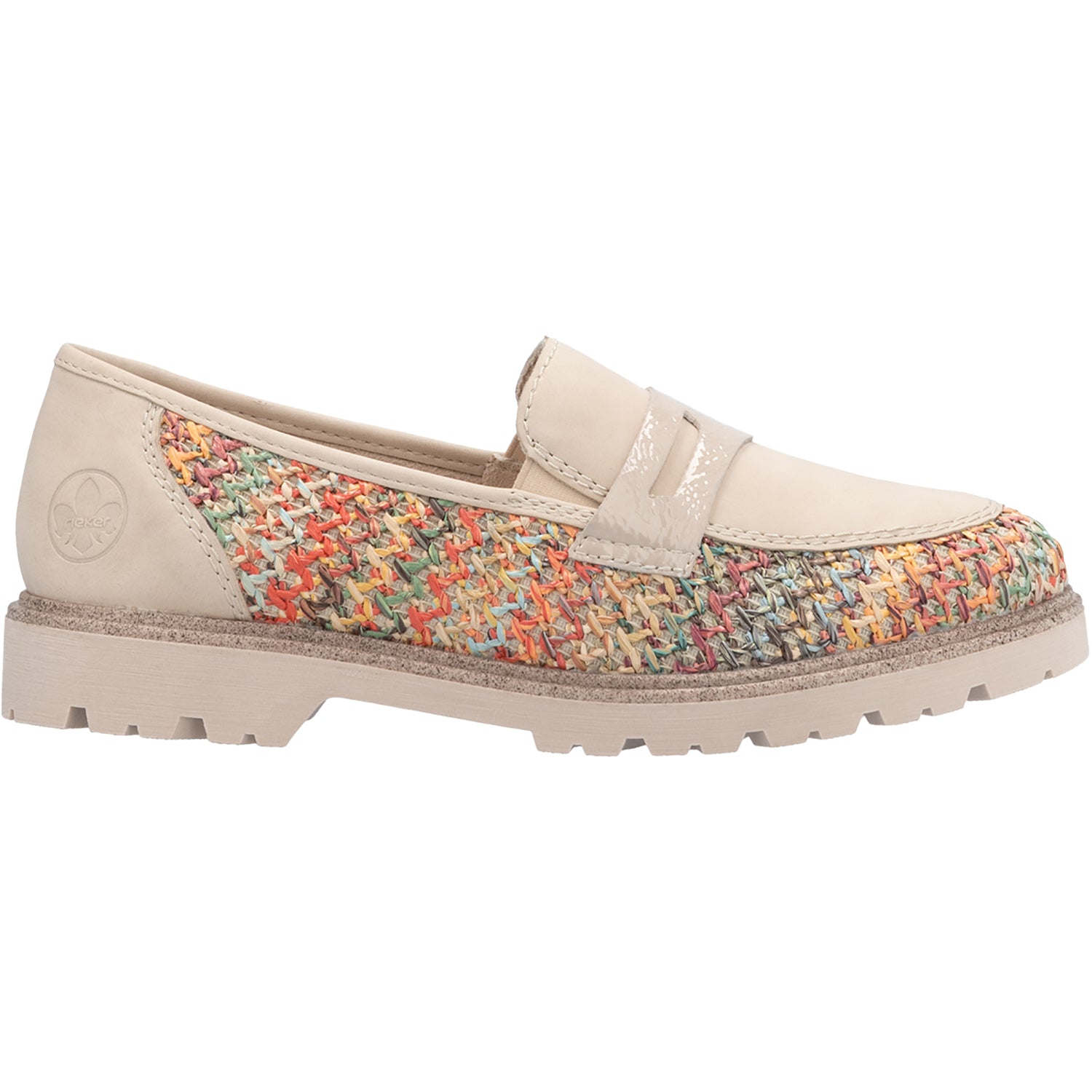 Womens Rieker Women's Rieker 45562-90 Gitta 62 Perle Vegan Patent/Multi Woven Perle Vegan/Patent Multi Woven