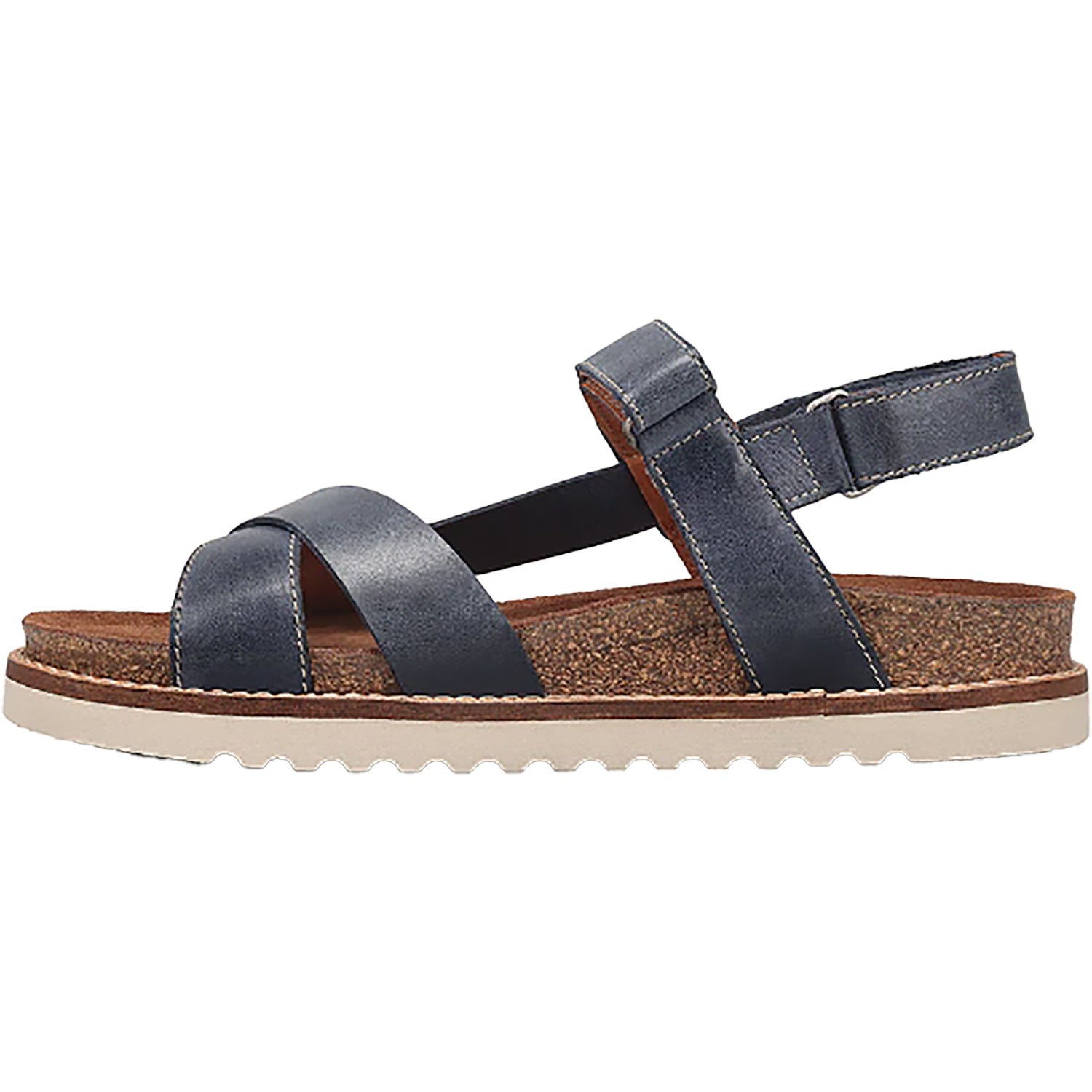 Womens Taos Taos Sideways Women's Ankle Strap Sandals Dark Blue Leather Dark Blue Leather