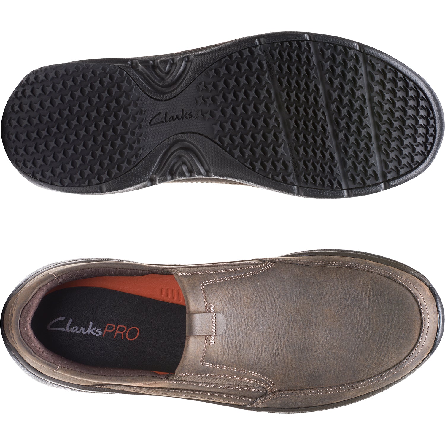 Mens Clarks Men's Clarks Pro Step Dark Brown Tumbled Leather Dark Brown Tumbled Leather