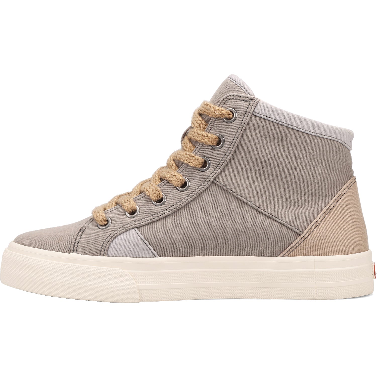 Womens Taos Taos Top Soul Women's High Top Sneakers Grey/Ecru Distressed Canvas Grey/Ecru Distressed Canvas