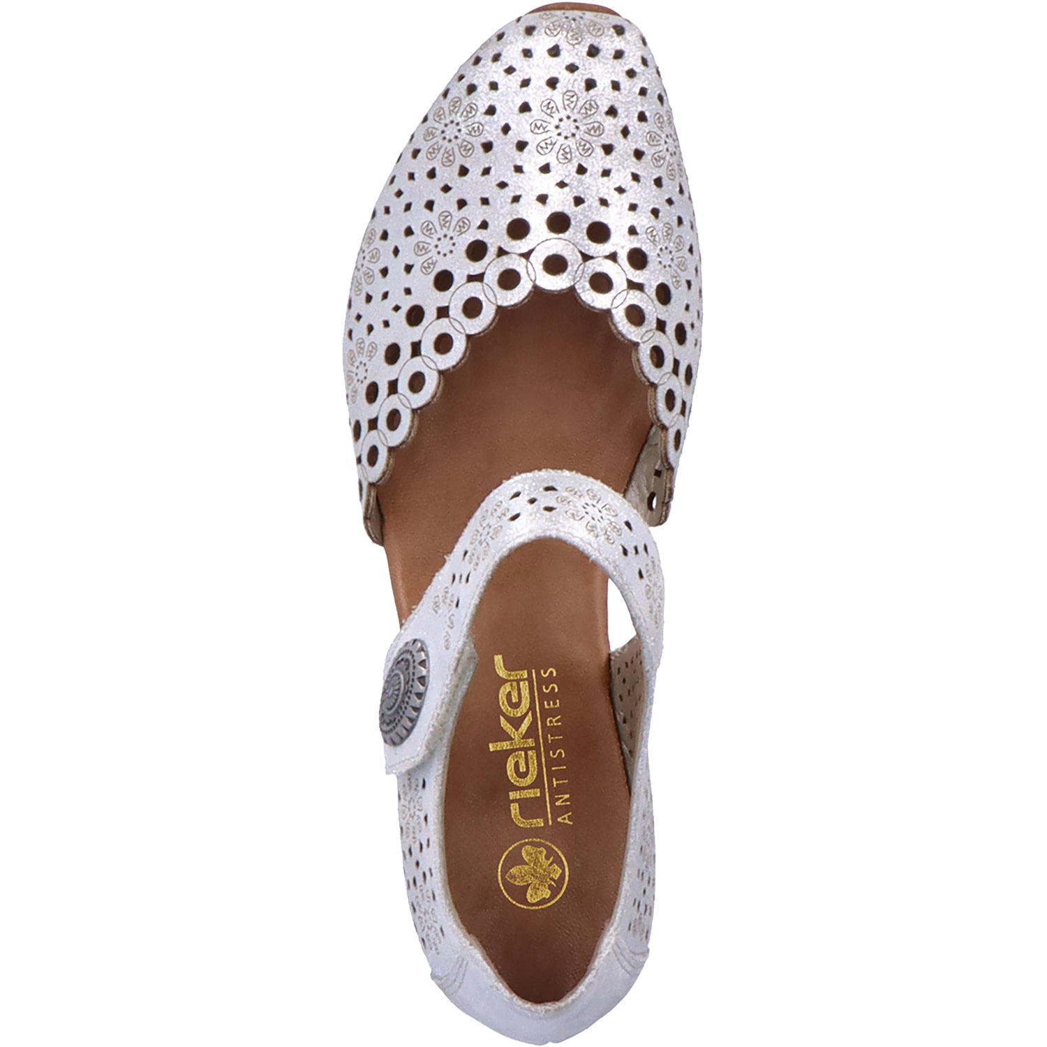 Womens Rieker Rieker 43753-90 Mirjam 53 Women's Mary Janes Silver Leather Silver Leather
