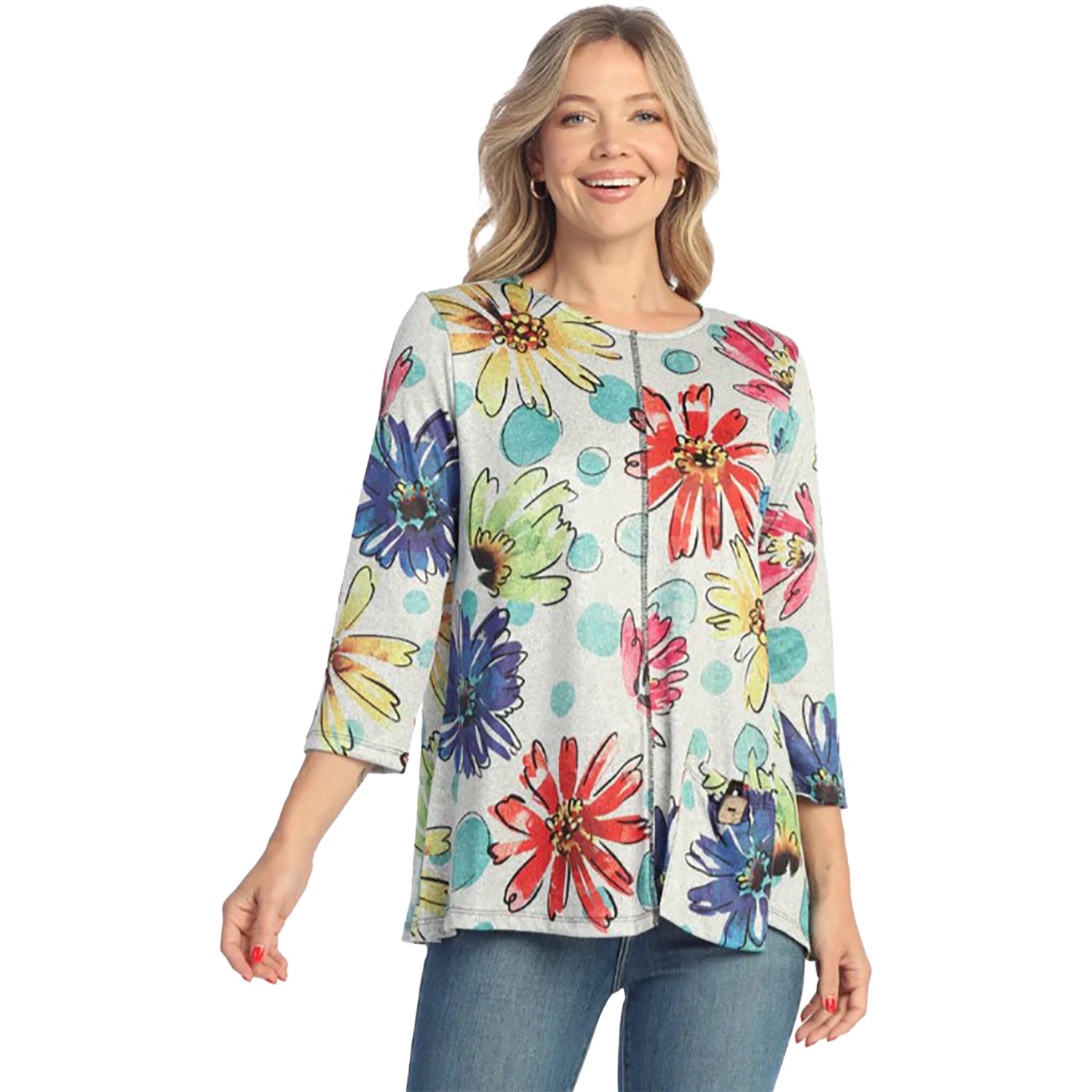 Womens Jess & jane Jess & Jane Yummy 3/4 Slv Crew Women's Long Sleeve Top Arabella Arabella