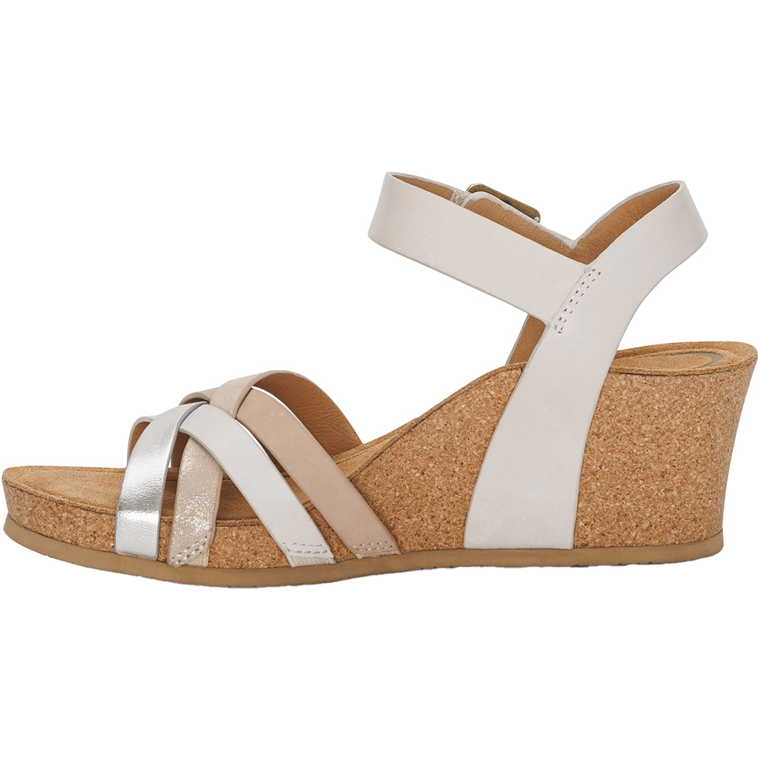 Womens Aetrex Aetrex Noelle Women's Wedge Sandals Ivory Multi Leather Ivory Multi Leather