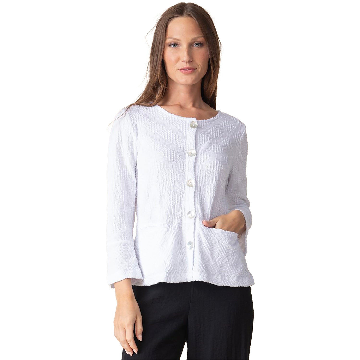 Womens Habitat Women's Habitat Sunburst Peplum Swing Jacket White White