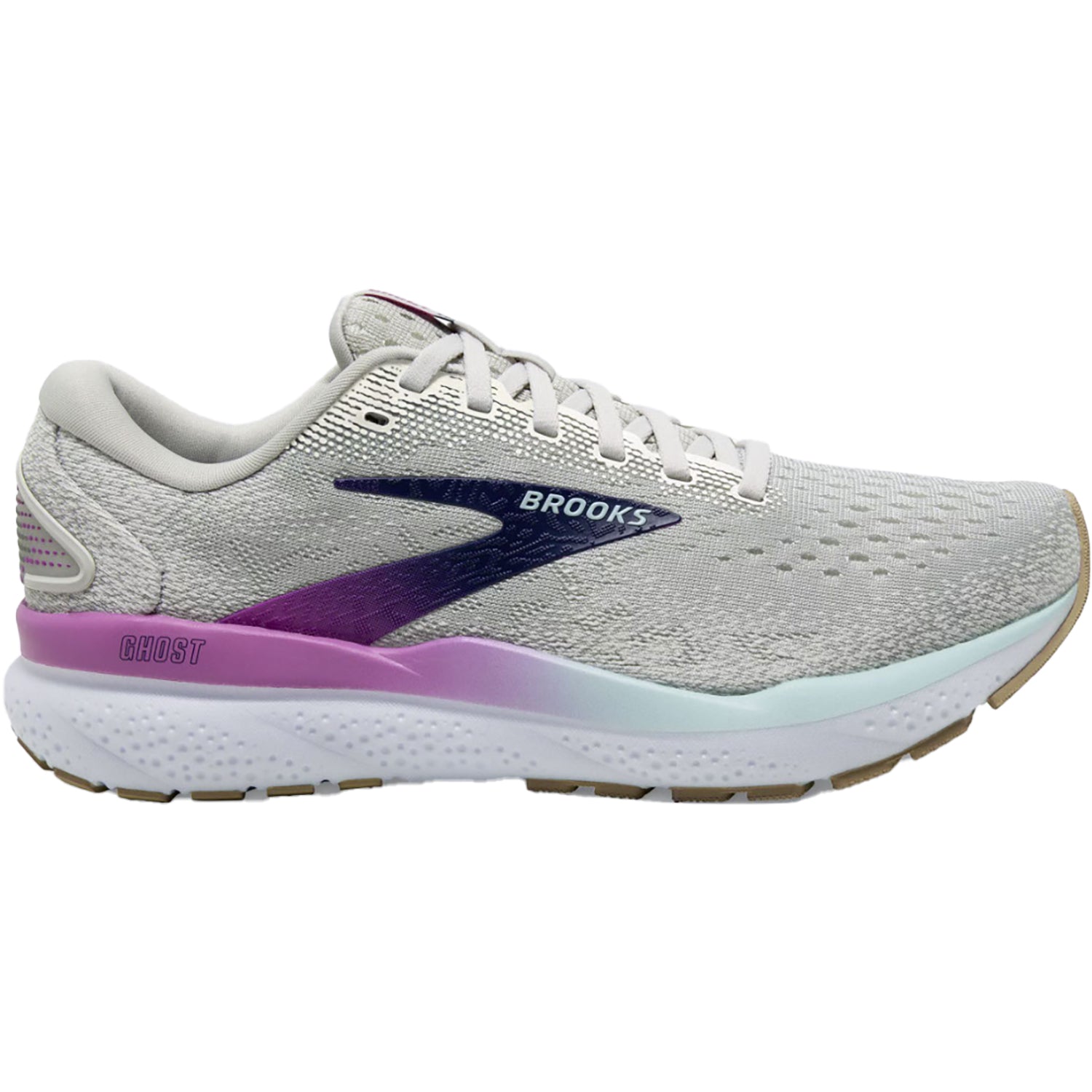 Womens Brooks Brooks Ghost 16 Women's Athletic Shoes White/Grey/Estate Blue Mesh (Neutral Support) White/Grey/Estate Blue Mesh