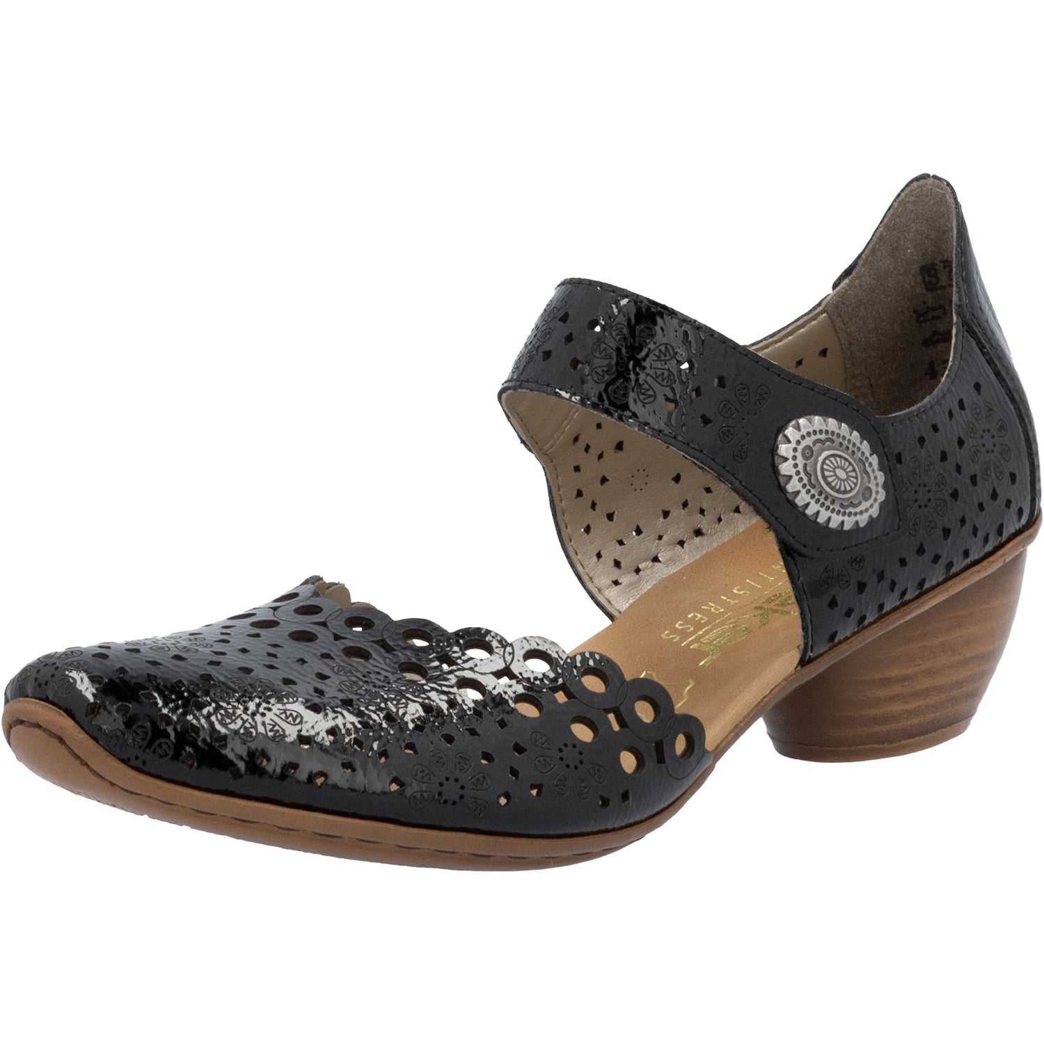 Womens Rieker Rieker 43753-02 Mirjam 53 Women's Dressy Mary Janes Nero/Black Leather Nero/Black Leather