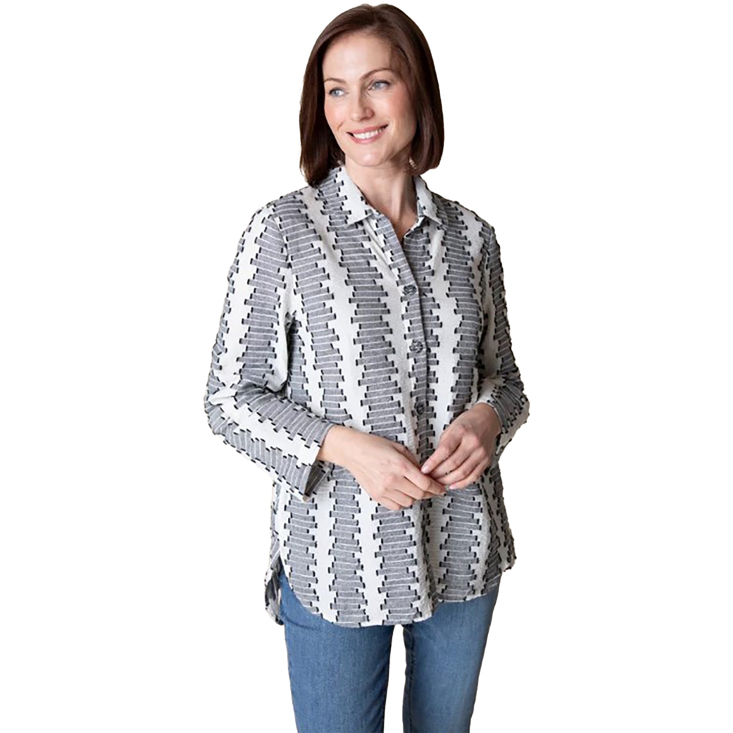 Womens Habitat Habitat Embroidered Wrap Around Shirt Women's Clothing White Black