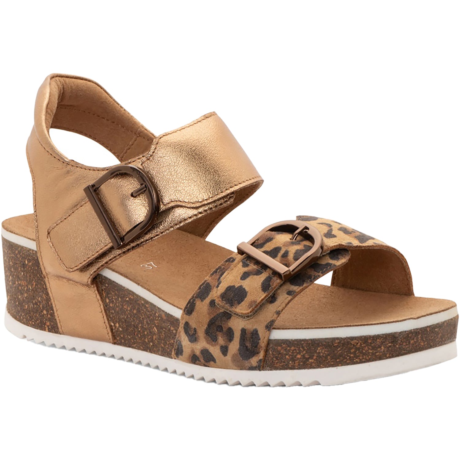 Womens Ara shoes Ara Nova Women's Wedge Sandals Leopard/Whiskey Metallic Leopard/Whiskey Metallic