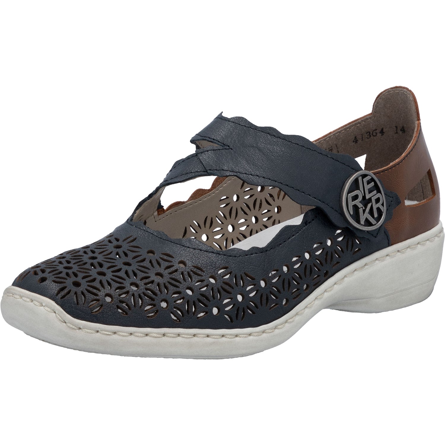 Womens Rieker Rieker 413G4-14 Women's Mary Janes Traditional Pazifik/Mogano Leather Pazifik/Mogano Leather
