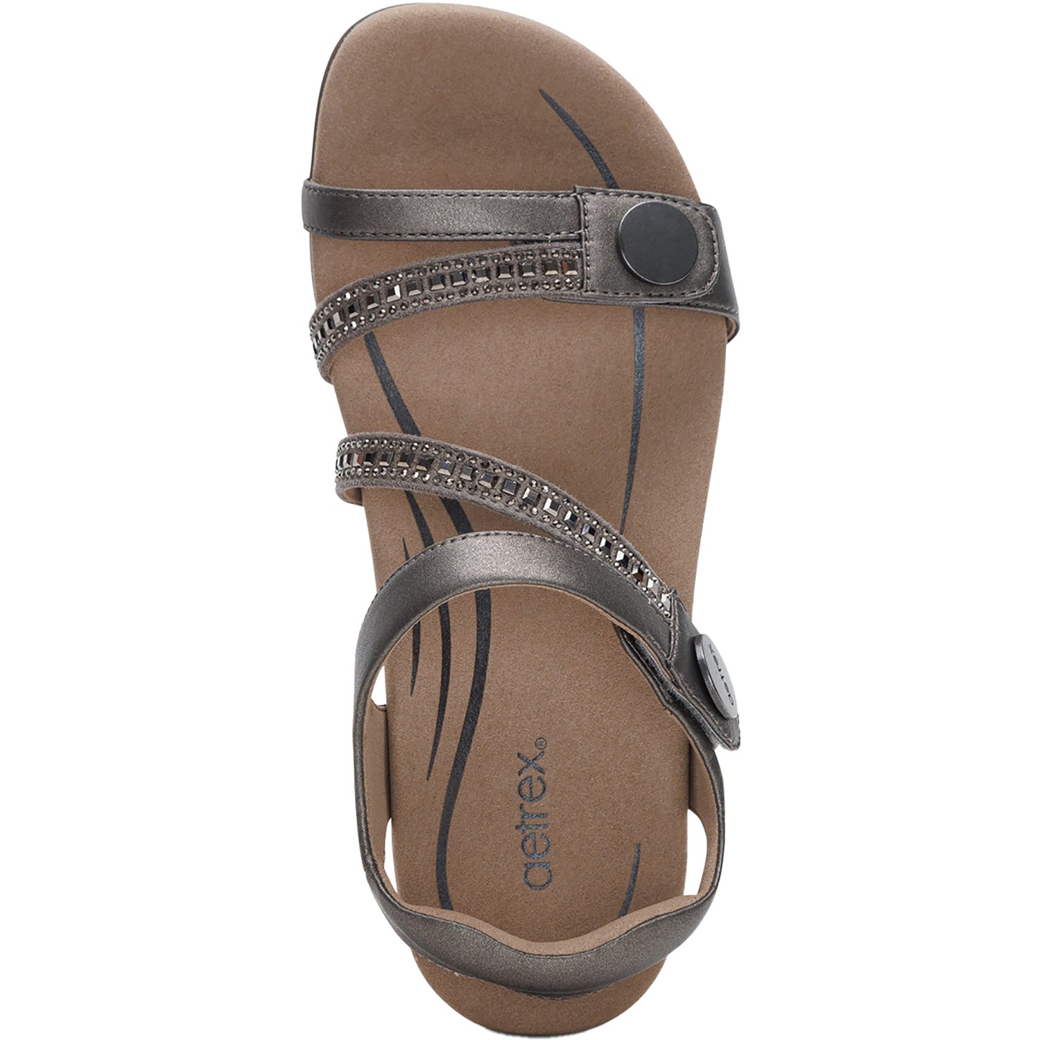 Womens Aetrex Women's Aetrex Jess Jeweled Pewter Sparkle Jeweled Pewter Sparkle