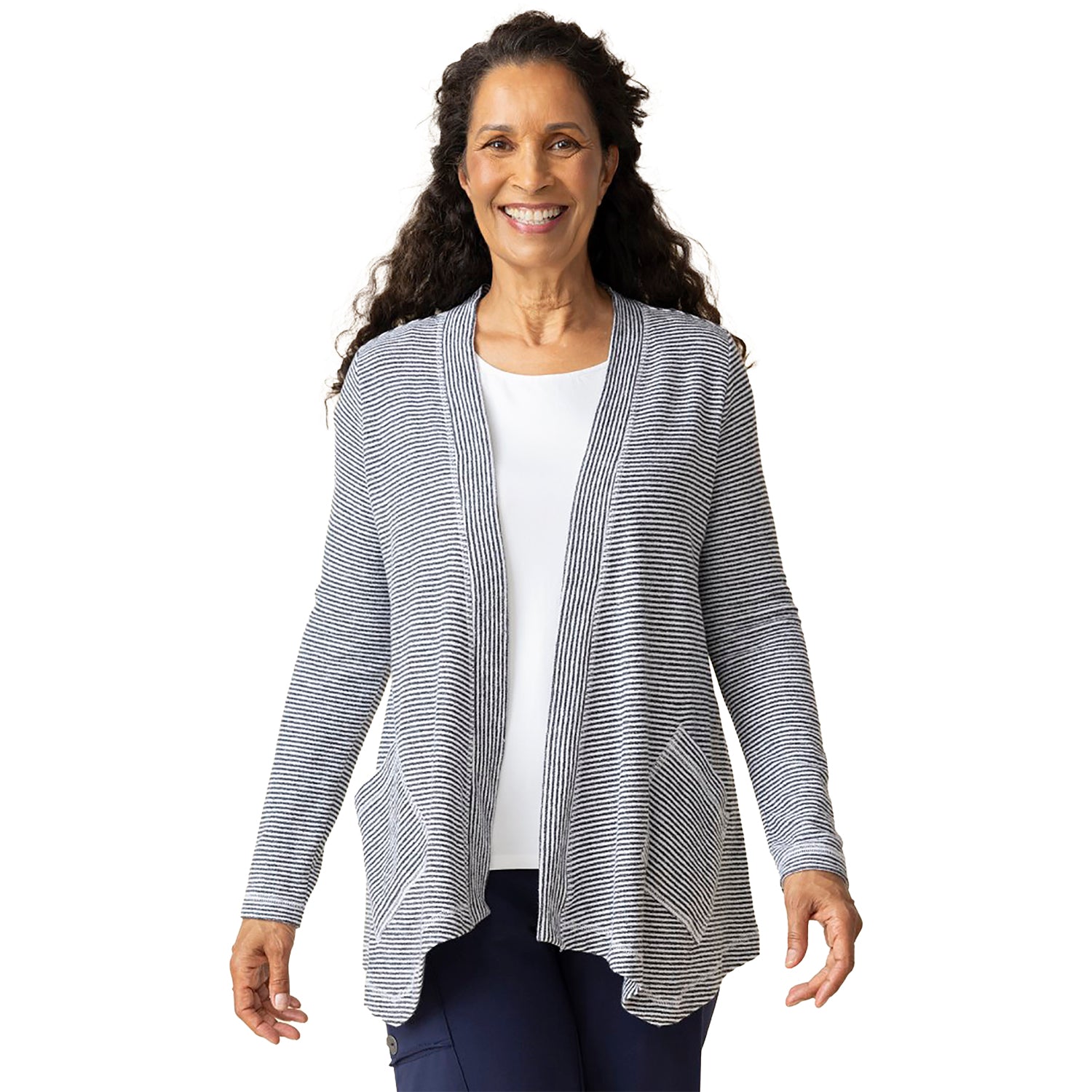 Womens Habitat Habitat Pasadena Stripe Resort Cardigan Women's Long Sleeve Top Black Black