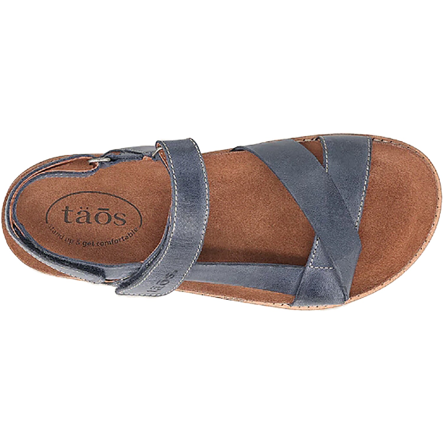Womens Taos Taos Sideways Women's Ankle Strap Sandals Dark Blue Leather Dark Blue Leather