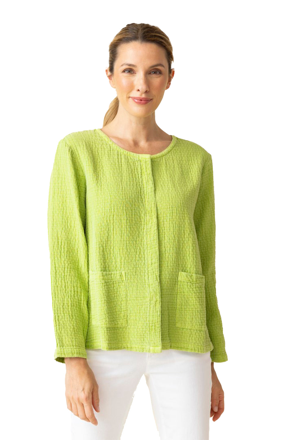 Womens Habitat Habitat Sun Washed Jaquard Snappy Jacket Women's Outerwear Leaf Leaf