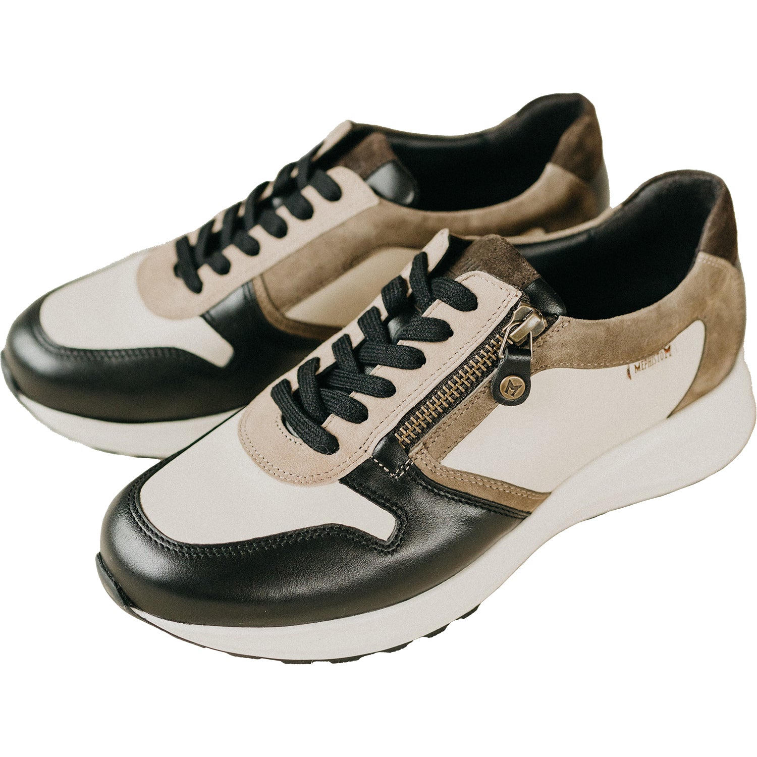 Womens Mephisto Women's Mephisto Kim Black/Fog Grained Leather Black/Fog