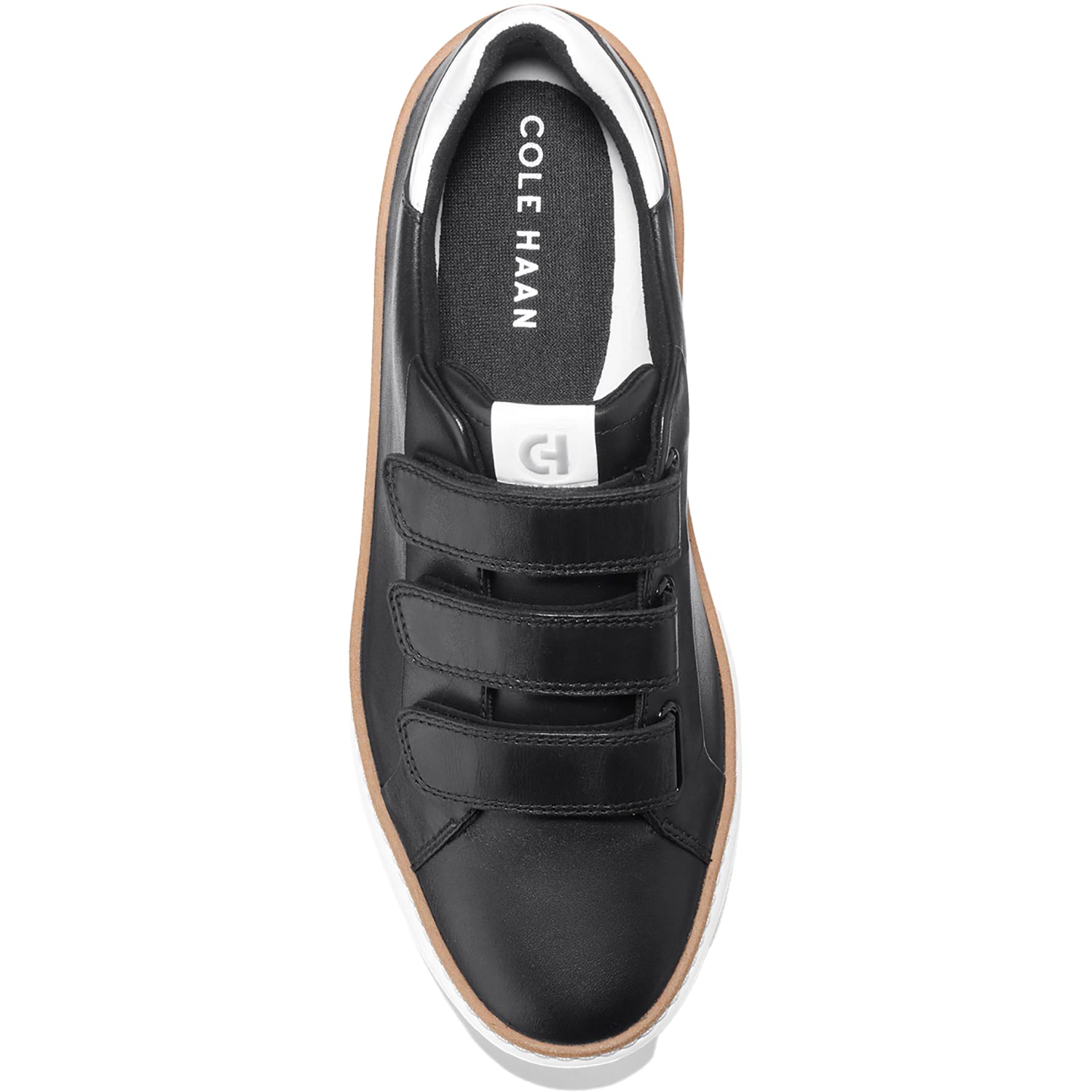 Womens Cole haan Cole Haan GrandPro Topspin Triple-Strap Women's Sneakers Black/Optic White Leather Black/Optic White Leather