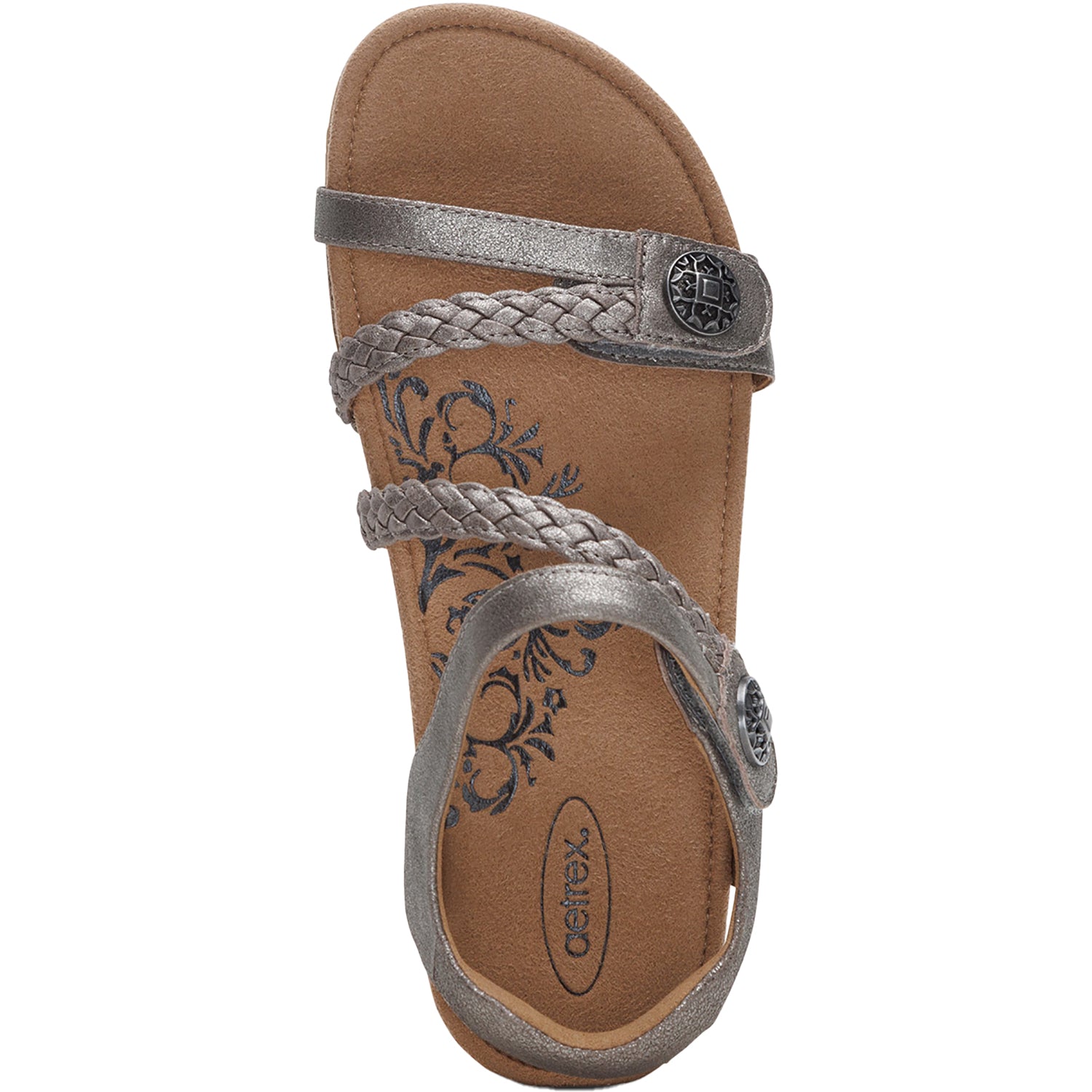 Womens Aetrex Women's Aetrex Jillian Brushed Silver Leather Brushed Silver