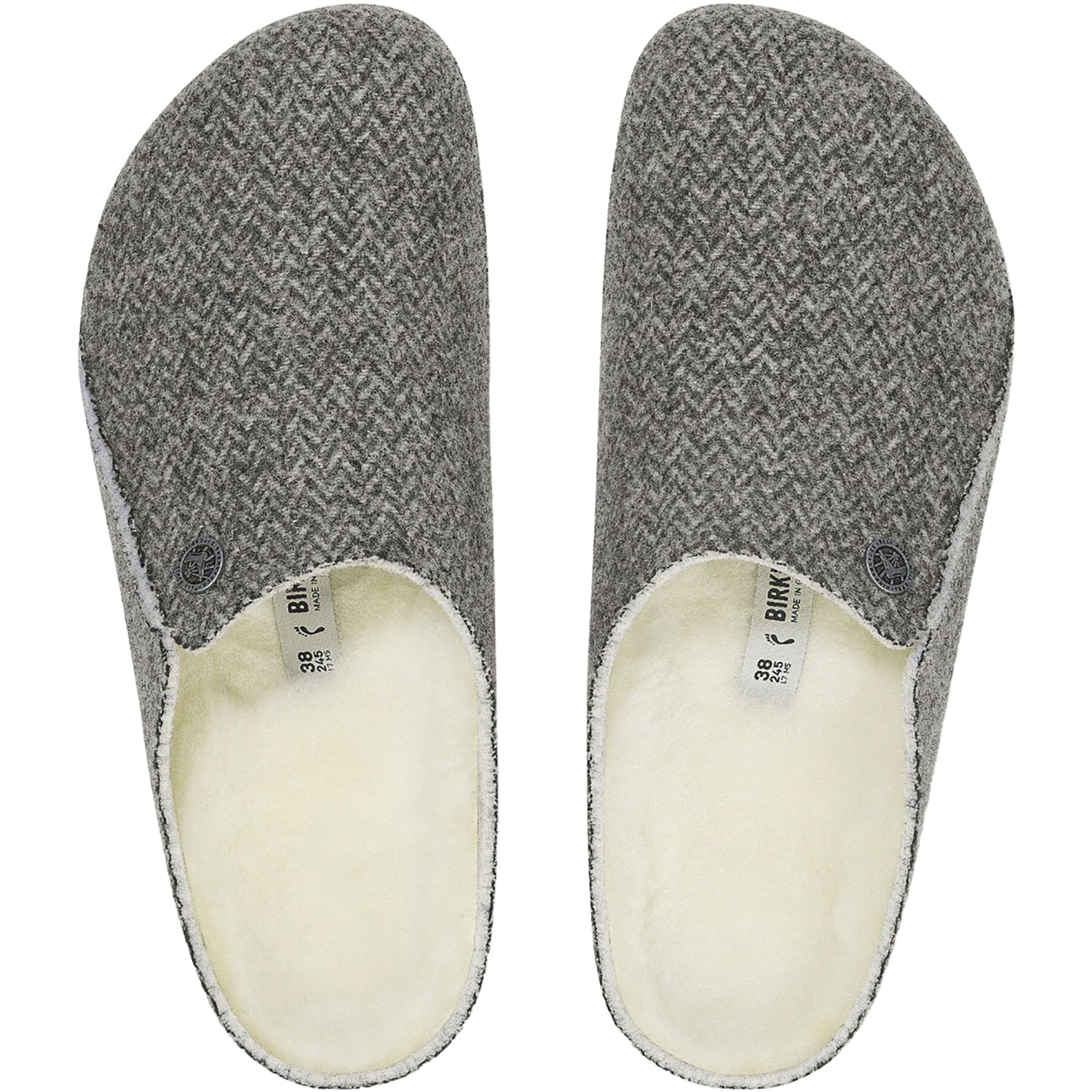 Womens Birkenstock Women's Birkenstock Zermatt Shearling Herringbone Grey Wool Herringbone Grey Wool