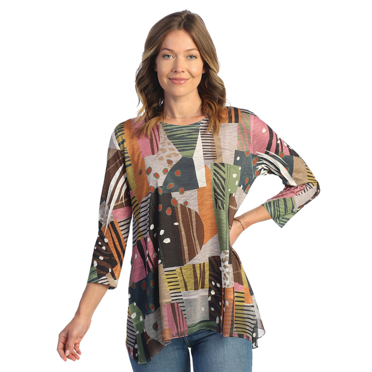 Womens Jess & jane Jess & Jane Chiffon Contrast Tunic Top Doodles Women's Clothing Doodles Multi Doodles Multi
