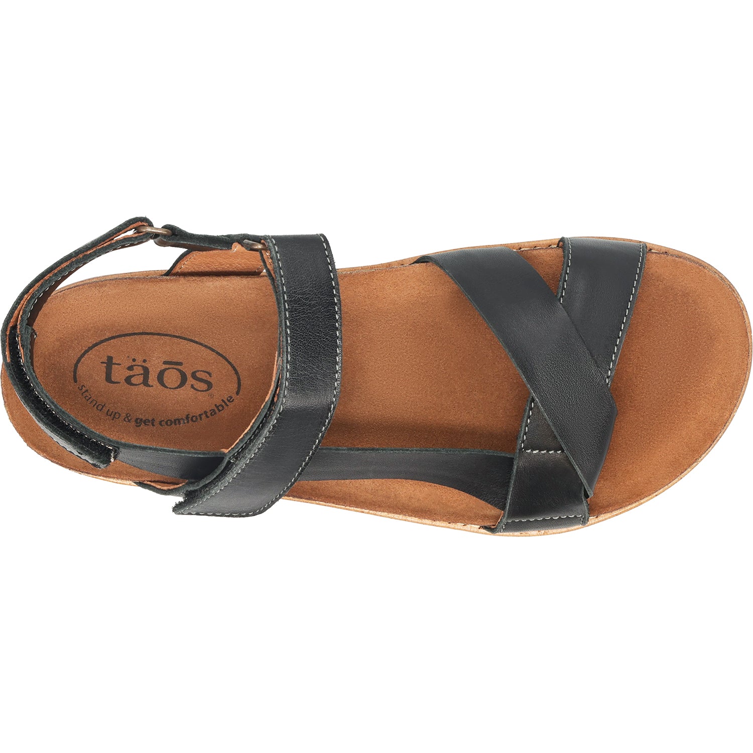 Womens Taos Taos Sideways Women's Ankle Strap Sandals Black Leather Black Leather