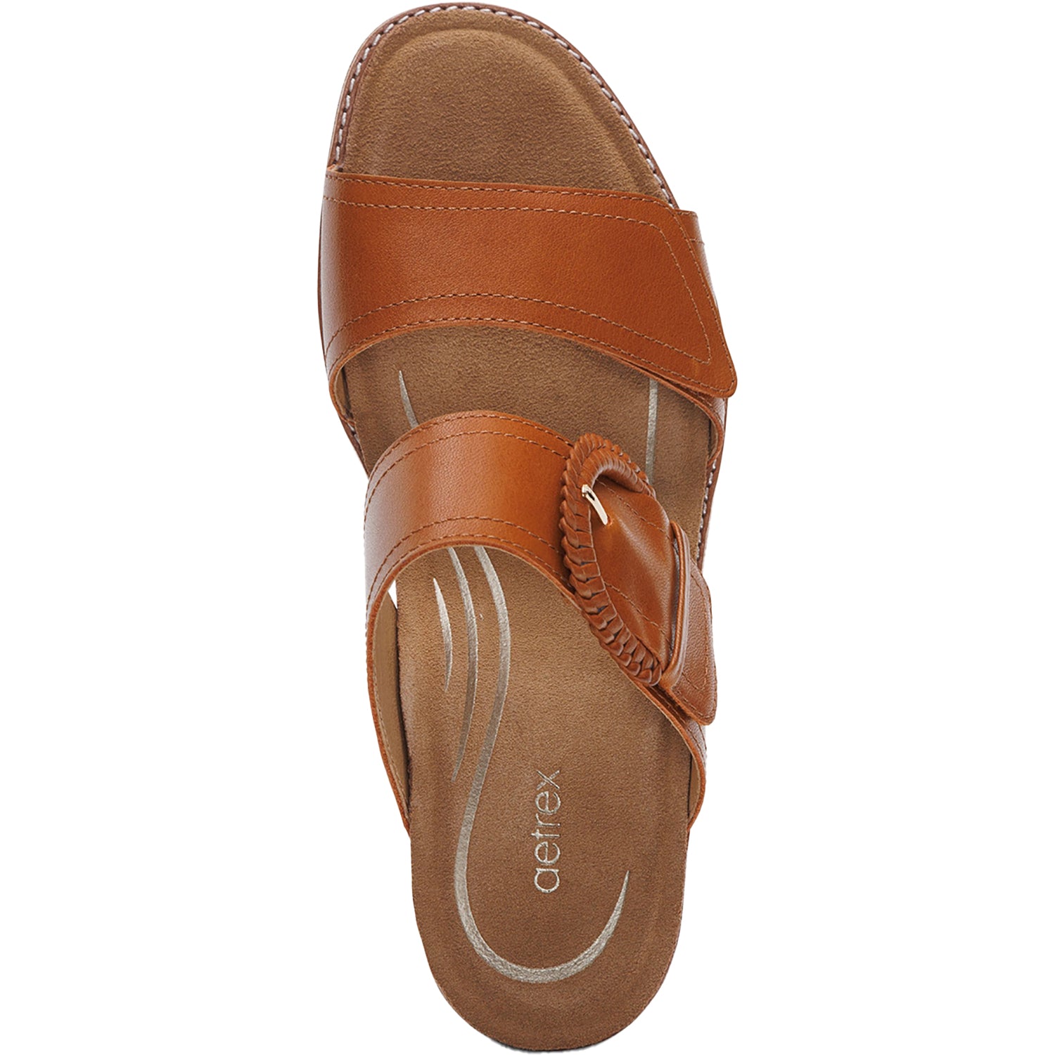 Womens Aetrex Aetrex Tatiana Women's Slide Sandals Cognac Leather Cognac Leather