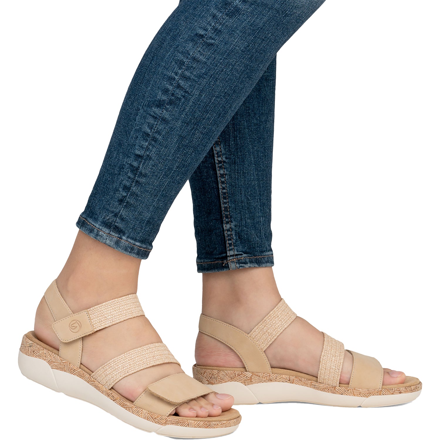 Womens Remonte Remonte R6861-20 Women's Sandals Tan Woven Stretch Tan Woven Stretch