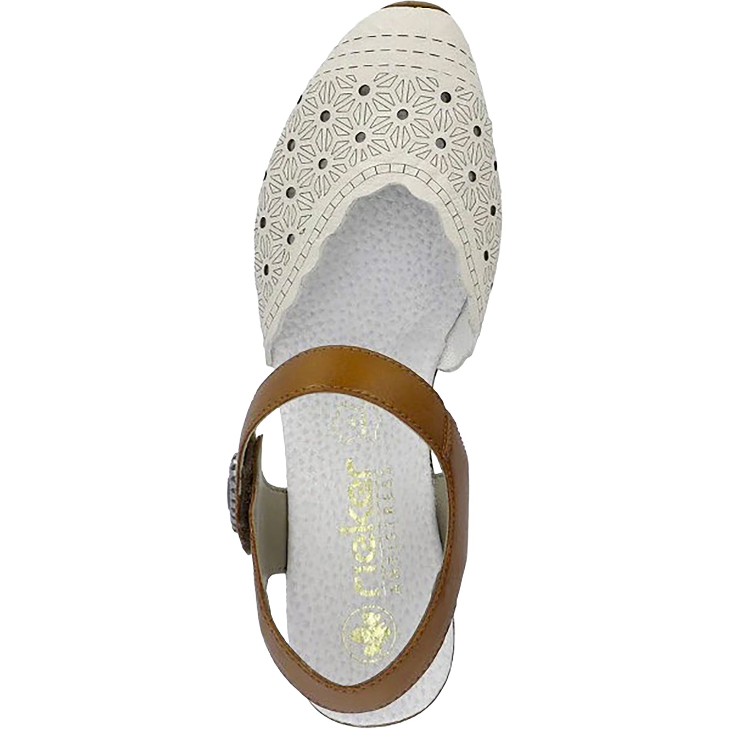 Womens Rieker Rieker 43703-60 Mirjam Women's Dressy Mary Janes Cream/Cayenne Leather Cream/Cayenne Leather