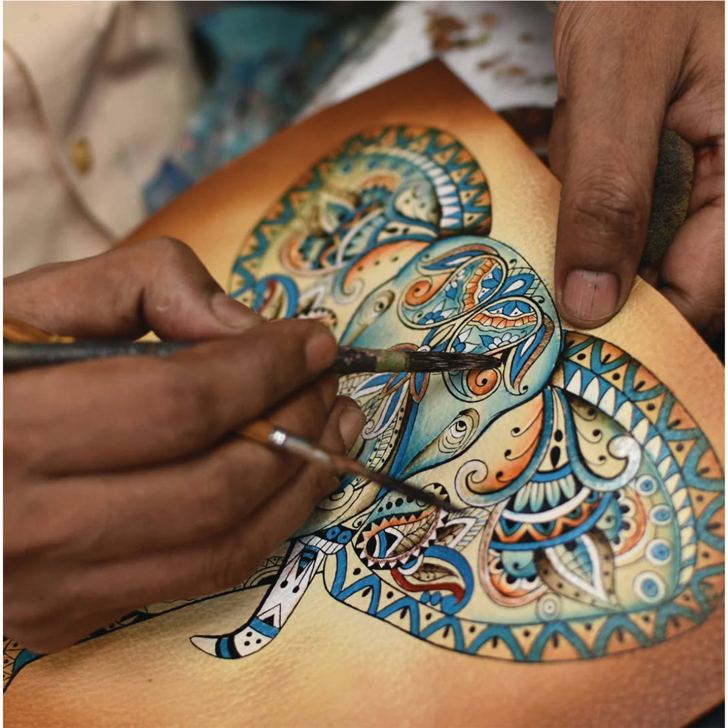 Womens Anuschka Anuschka Medium Zip Pouch Elephant Mandala Leather Elephant Mandala Leather