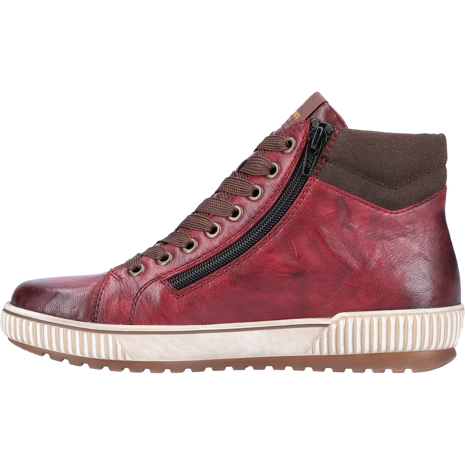 Womens Remonte Remonte D0772-35 Maditta 72 Women's High Top Sneakers Chianti/Moro/Burgundy Leather Chianti/Moro/Burgundy Leather