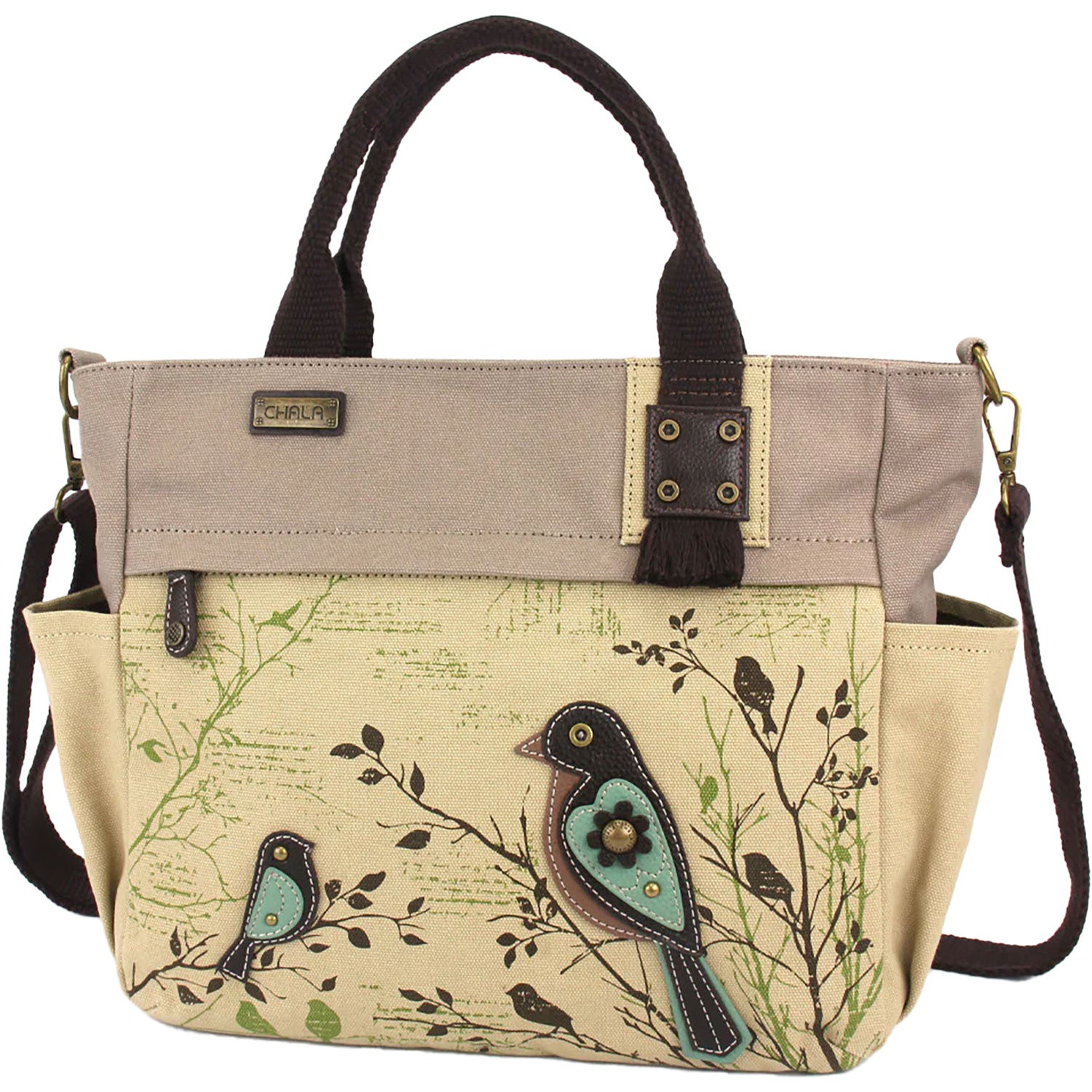 Unisex Chala Chala Bird Safari Canvas Print Pocket Tote Handbag Sand Sand