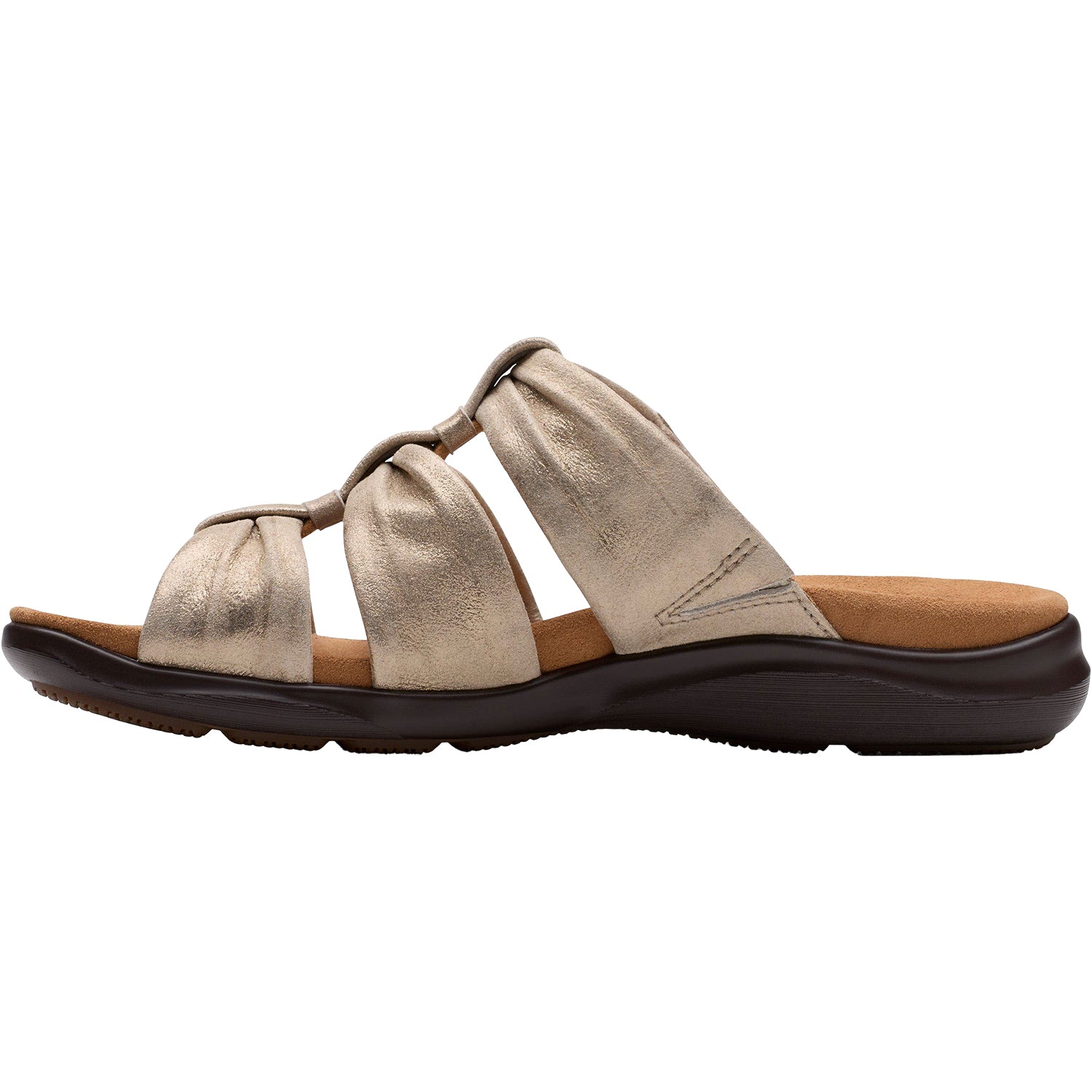 Womens Clarks Women's Clarks Kitly Slide Metallic Leather Metallic Leather