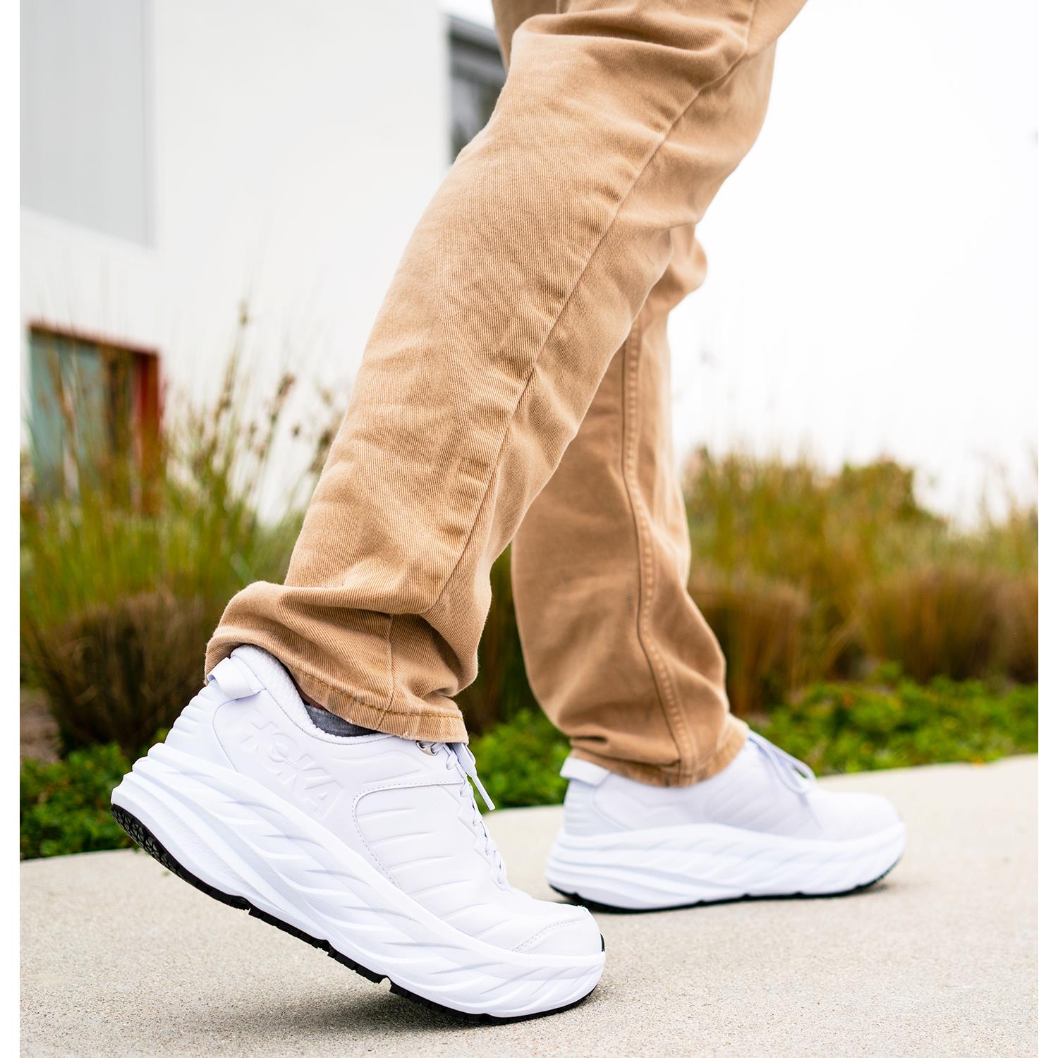 Mens Hoka one one Men's Hoka Bondi SR Black Leather (Neutral Support) Black Leather