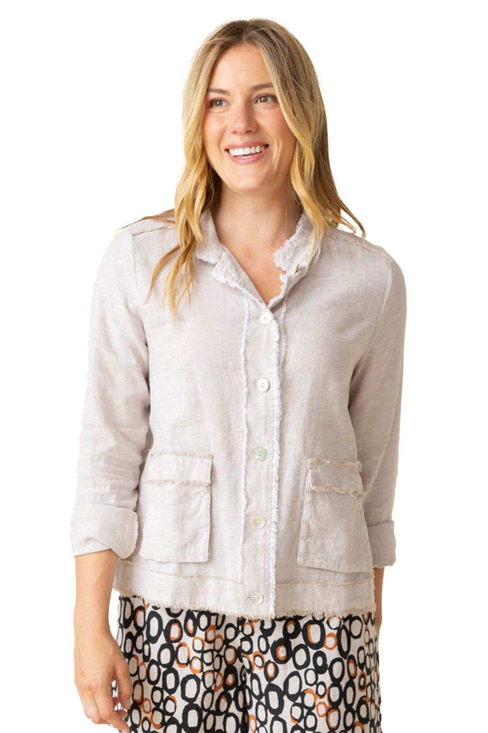 Womens Habitat Habitat Linen Solid Summer Breeze Jacket Women's Outerwear Oatmeal Oatmeal