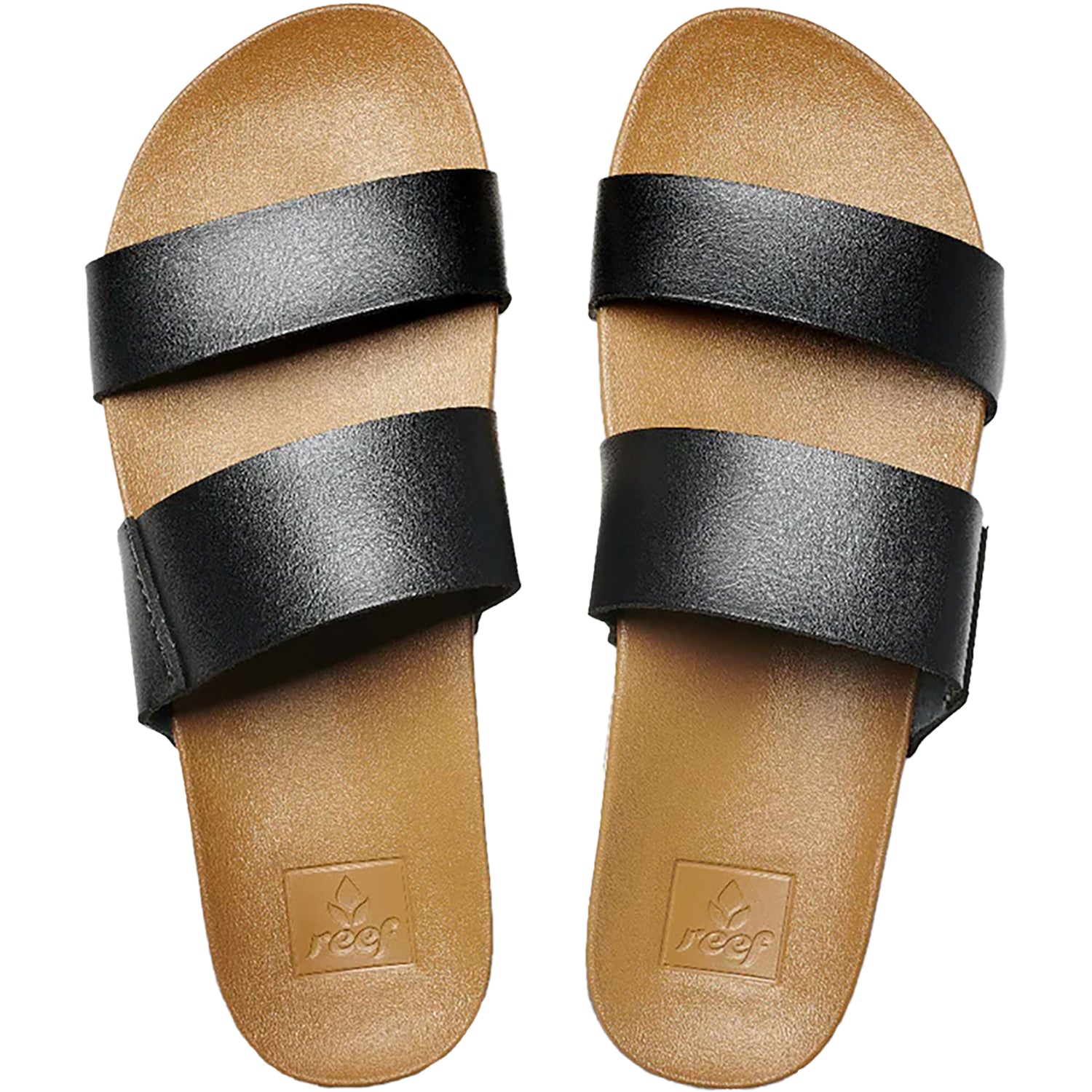 Womens Reef Reef Cushion Vista Women's Slide Sandals Black/Natural Synthetic Black/Natural Synthetic