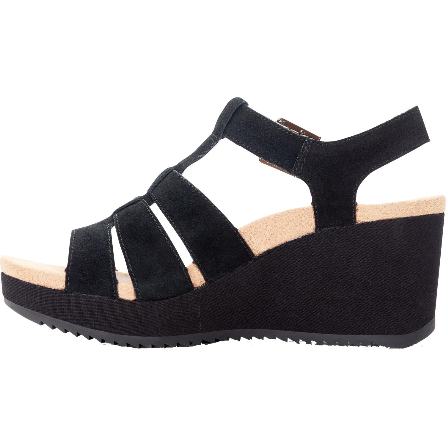 Womens Vionic Vionic Tawny Women's Wedge Heel Sandals Black Suede Black Suede